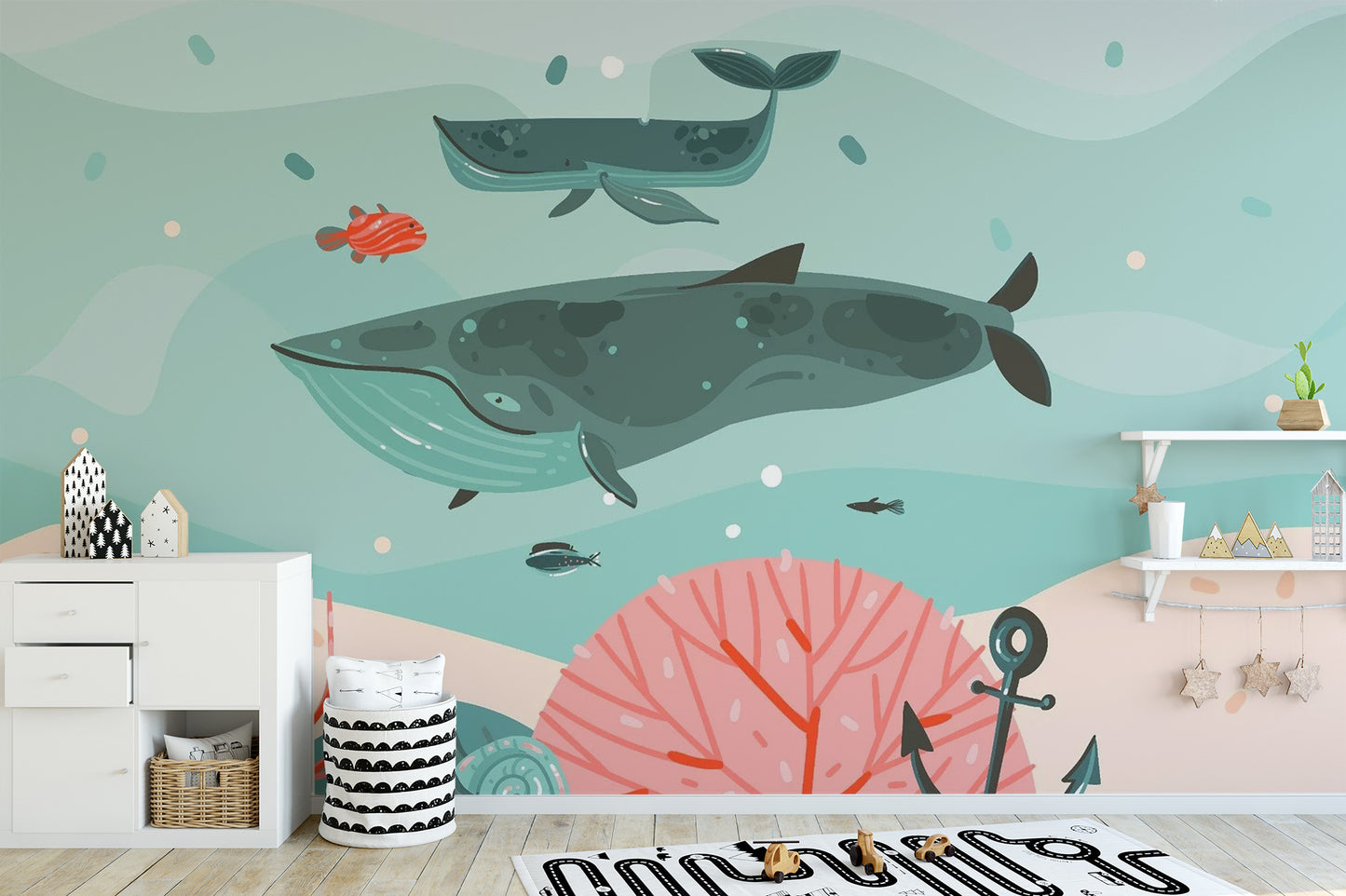 Whale Adventure Underwater Wallpaper Mural for Kids