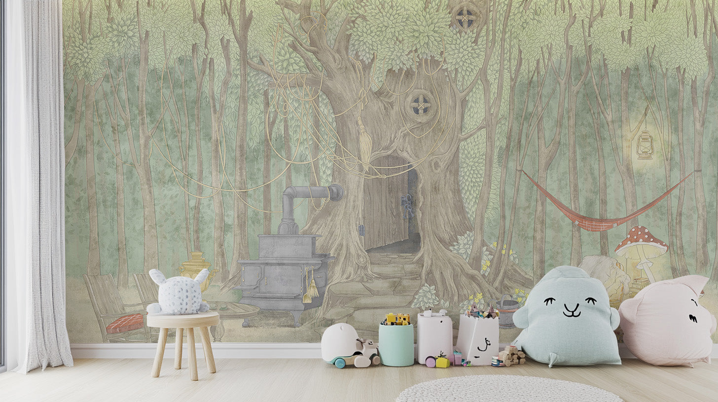 Add magic to a nursery room with Fairyland Cascade wallpaper