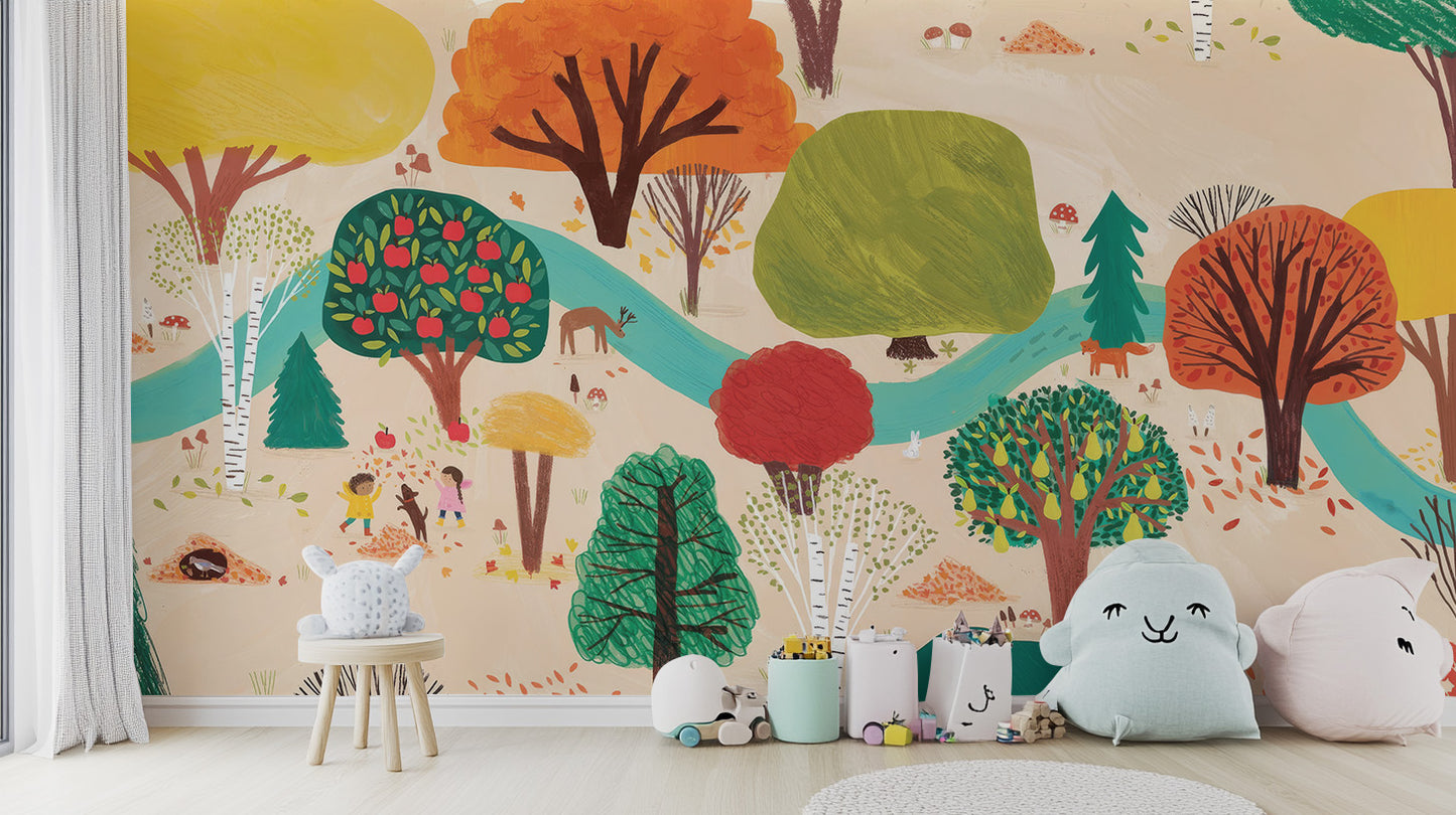 Nursery wallpaper featuring Storybook Trees design