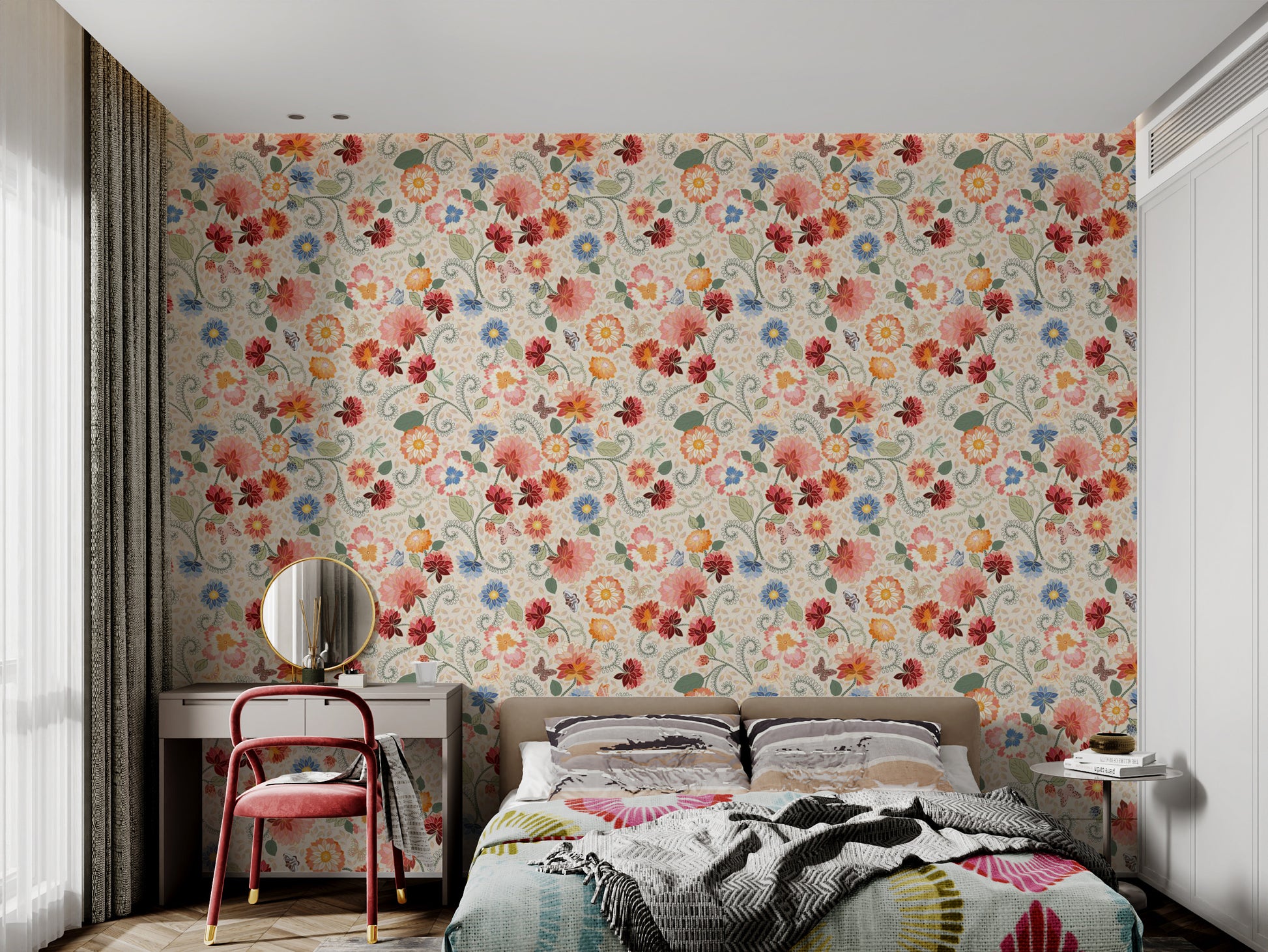 Modern floral mosaic wallpaper for cozy walls