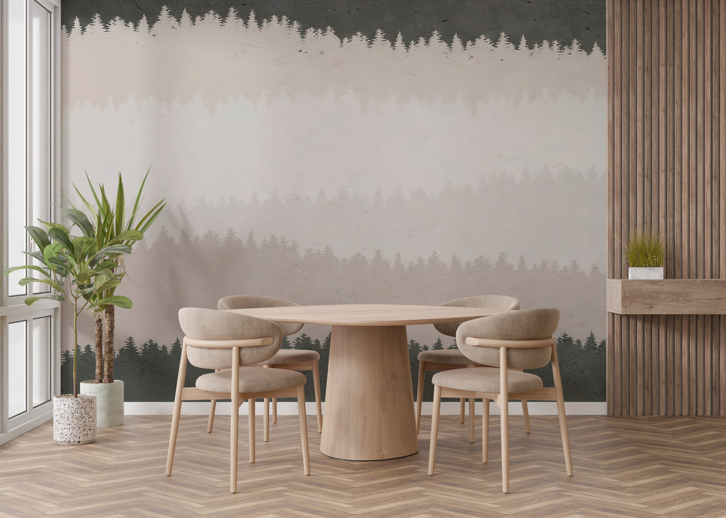 Shaded Timber Illusion Wall Mural