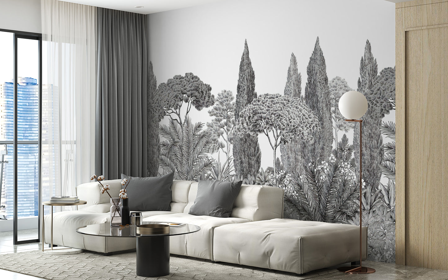 Gray Deodar Trees Wallpaper Murals