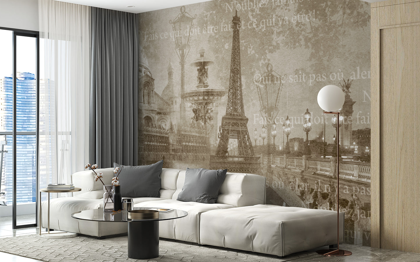 Vintage Paris Landmarks Collage Wall Mural - Giffywalls