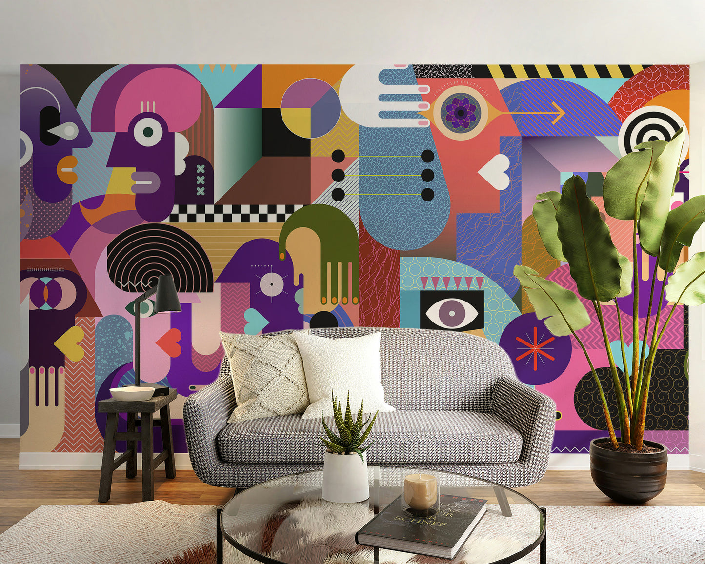 Bold and vibrant graffiti wall mural wallpaper for interiors.