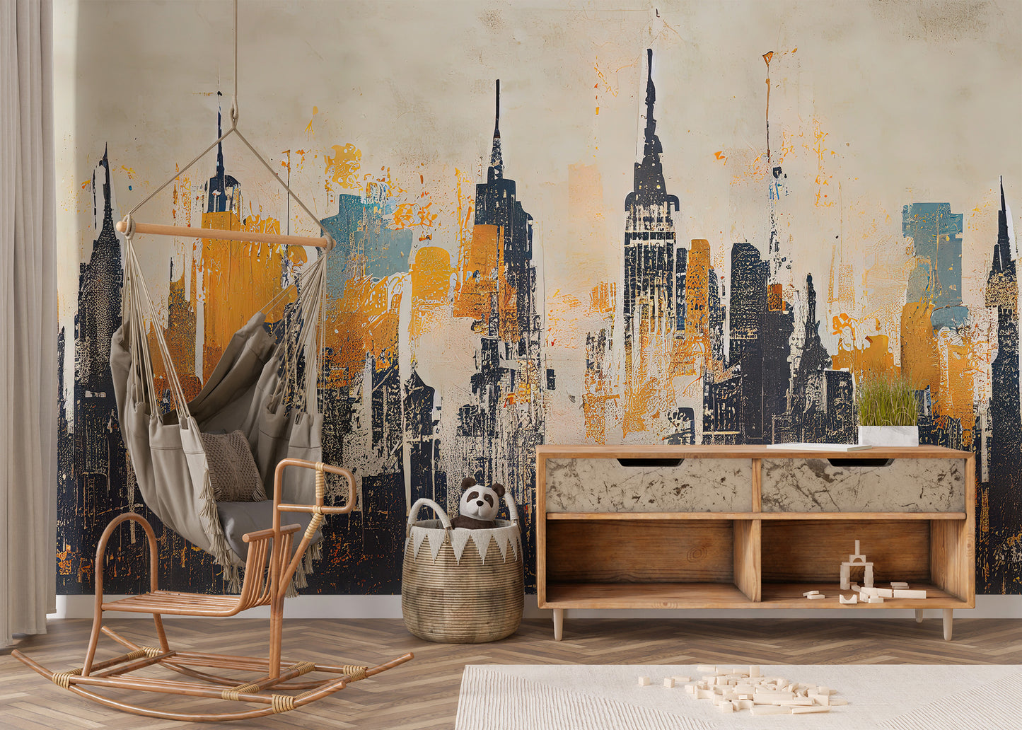 Urban Skyline Abstract Wall Mural