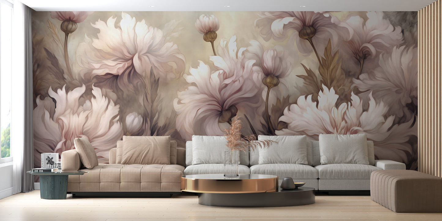 Underwater Pink Flowers Wallpaper Murals