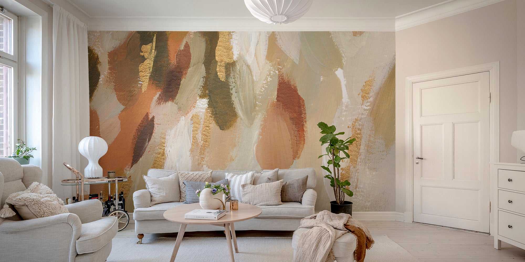 Expressive brushstroke wall art in muted tones