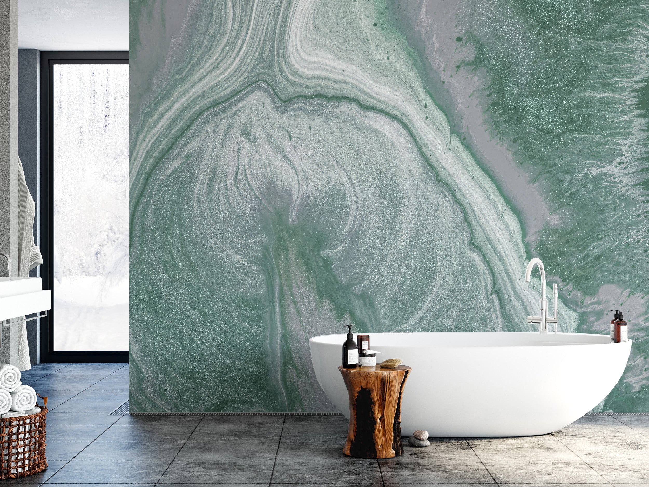 Green Marble Wallpaper for serene interior design