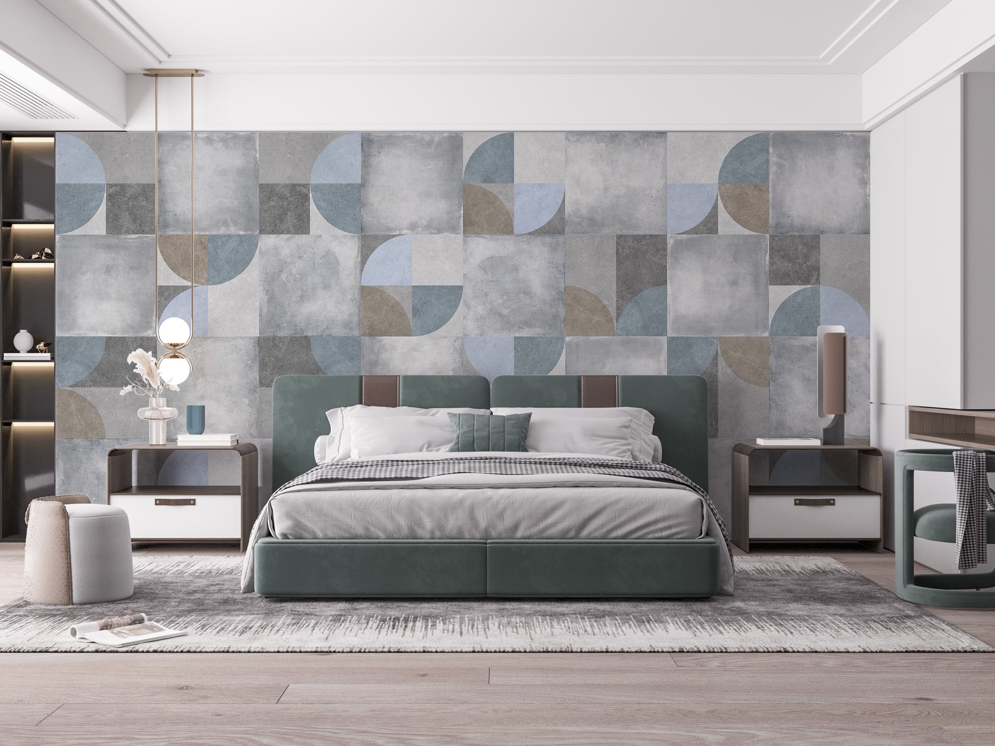 Contemporary cement geometric wallpaper design