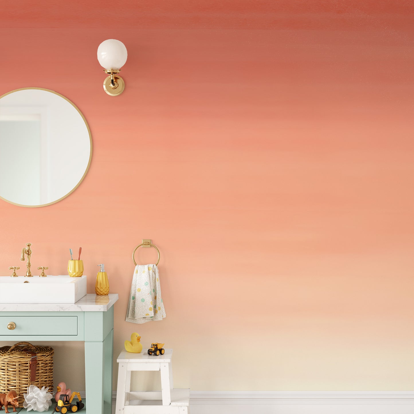 Peach ombre wallpaper perfect for cozy and stylish interiors.