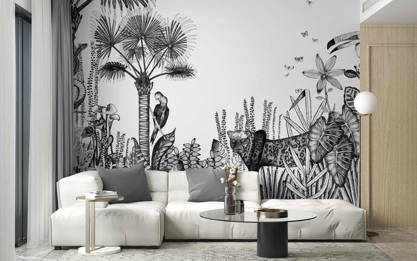 Charcoal Pencil Art Tropical Wallpaper Murals - Giffywalls