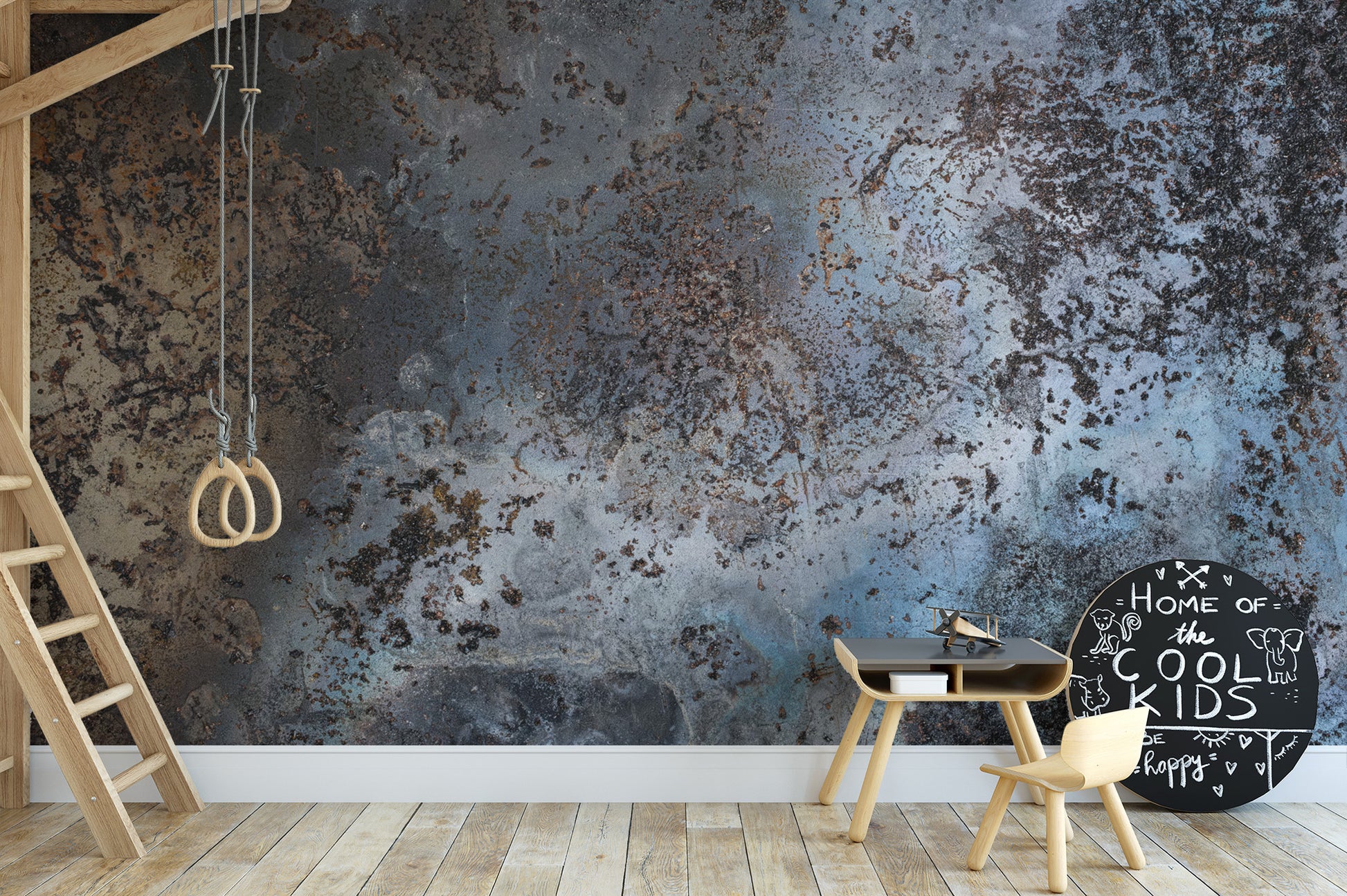 Distressed Blue and Rust Wall Art
