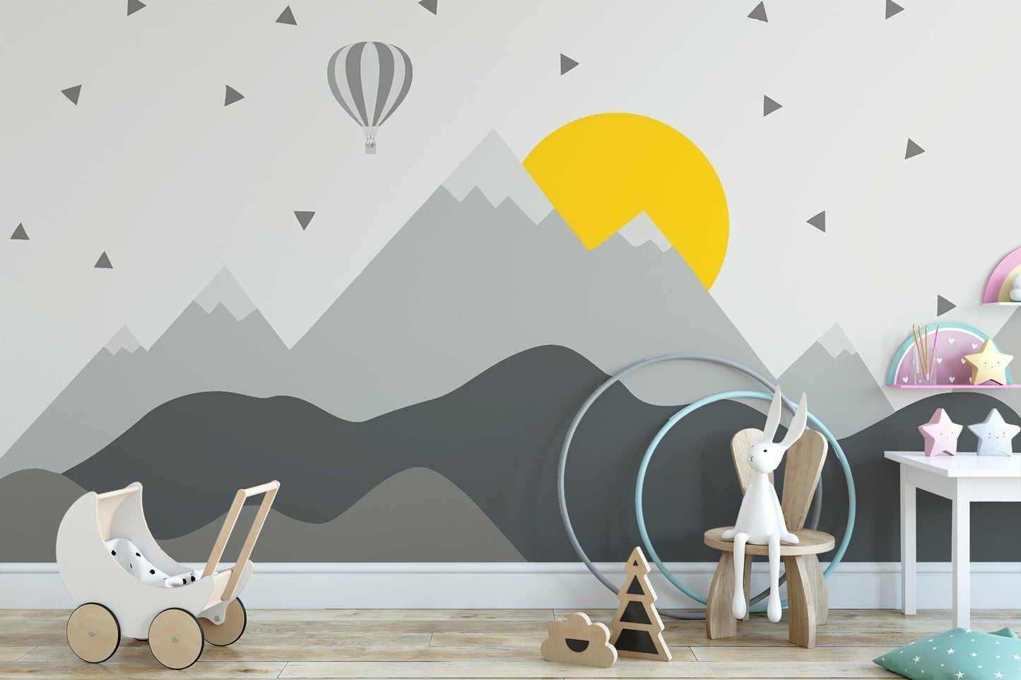 Dark Mountain with Stars in Sky Wallpaper Murals