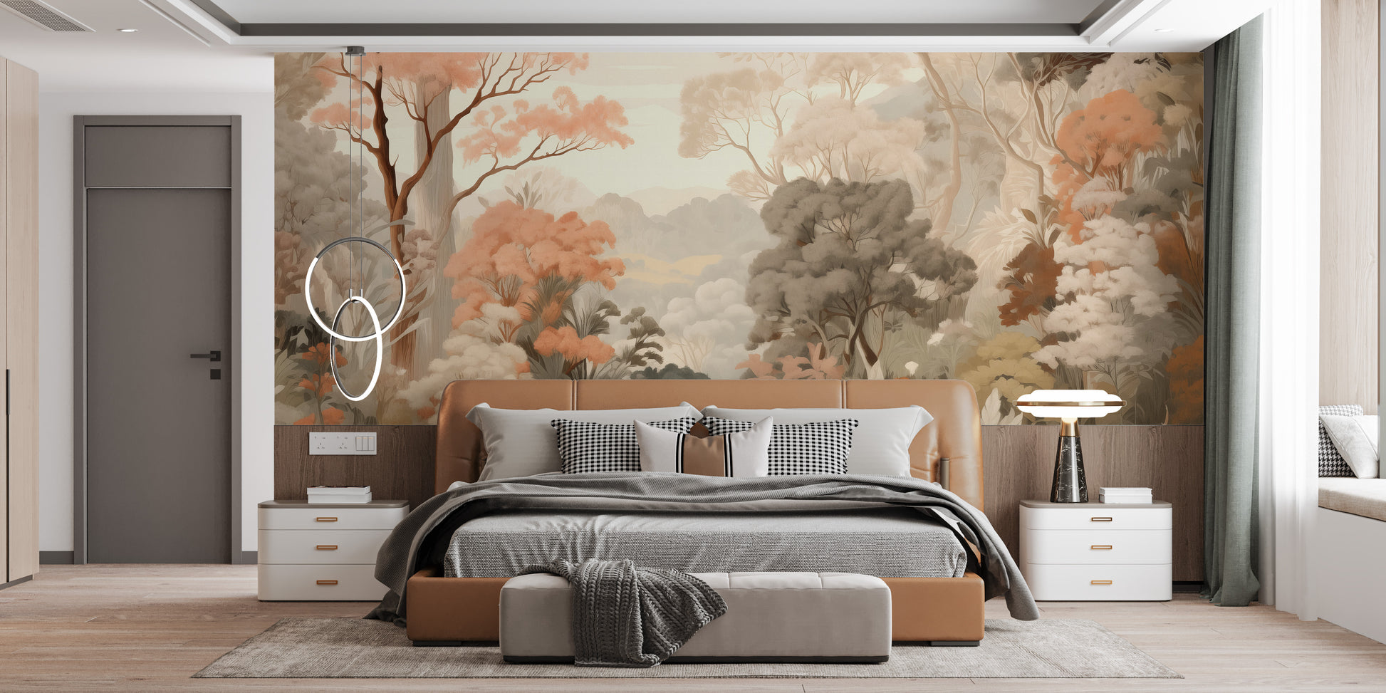 Transform your space with a stunning forest colorful trees wallpaper mural.