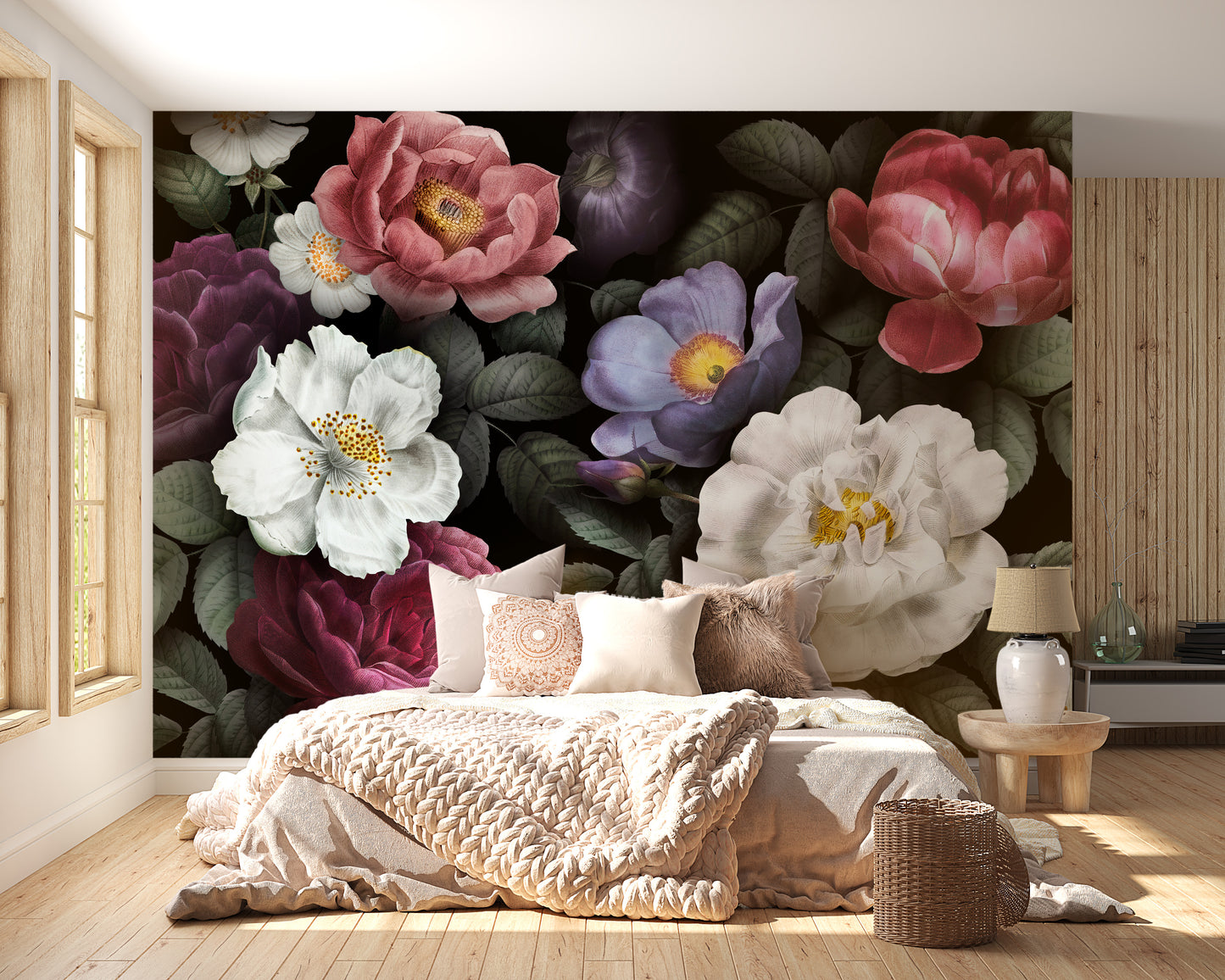 Flower Dark Background Wallpaper Murals