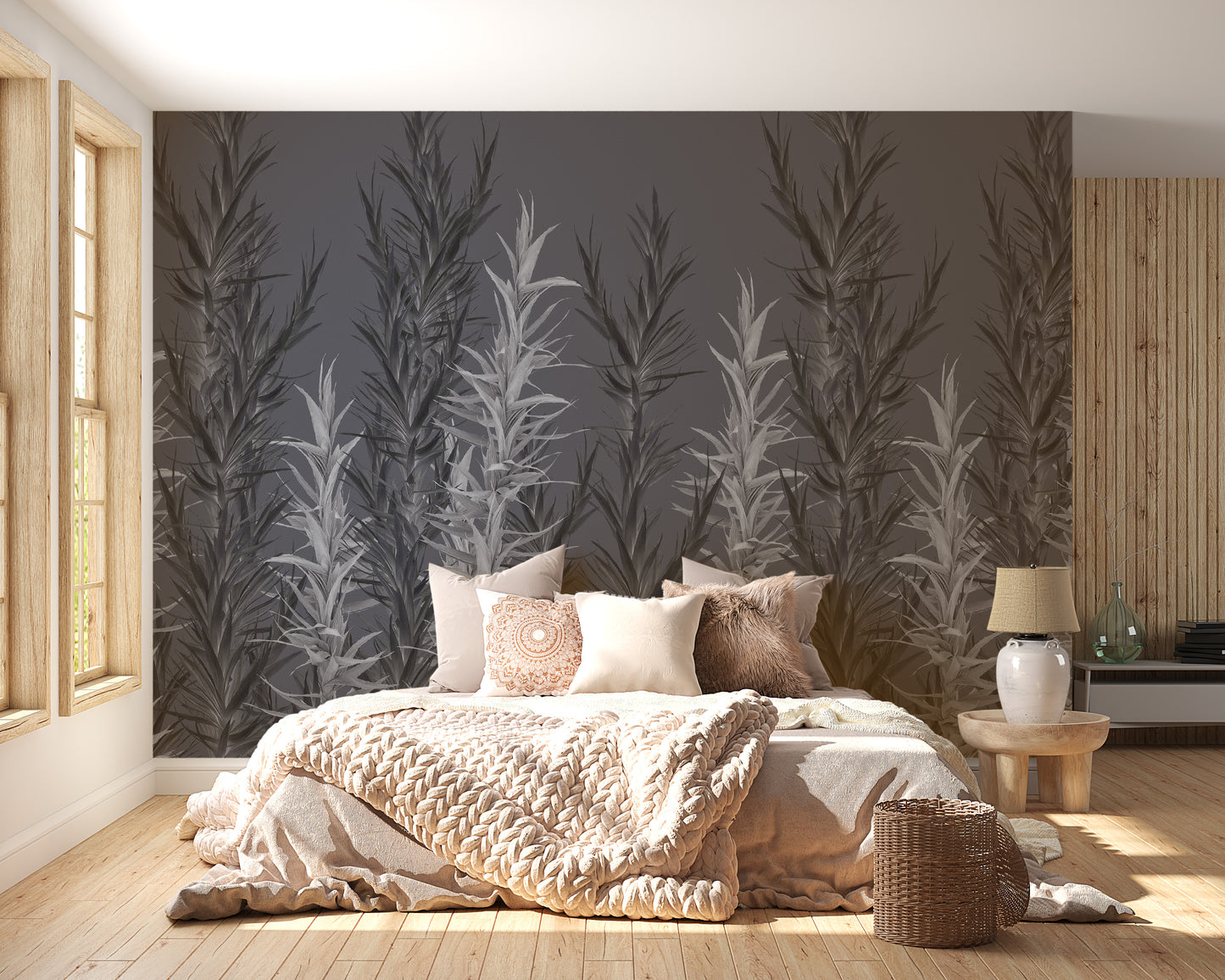 Chic Grey Dracaena Wallpaper
