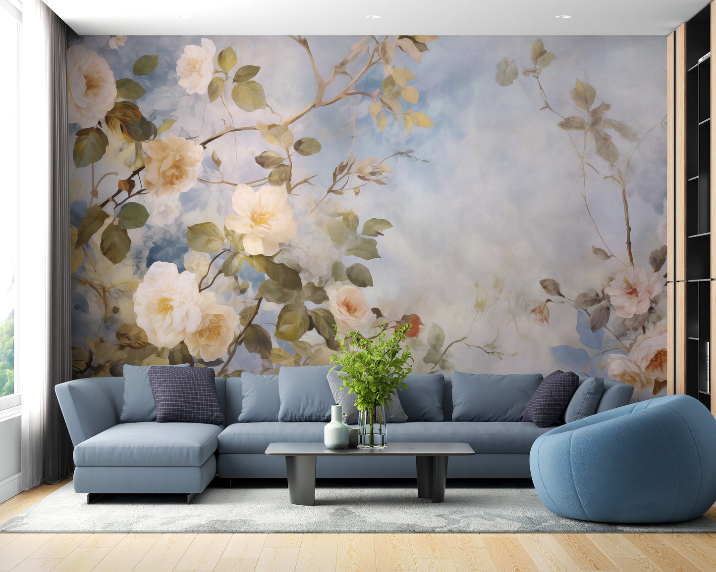 Transform your space with stunning white roses blue sky wallpaper murals.
