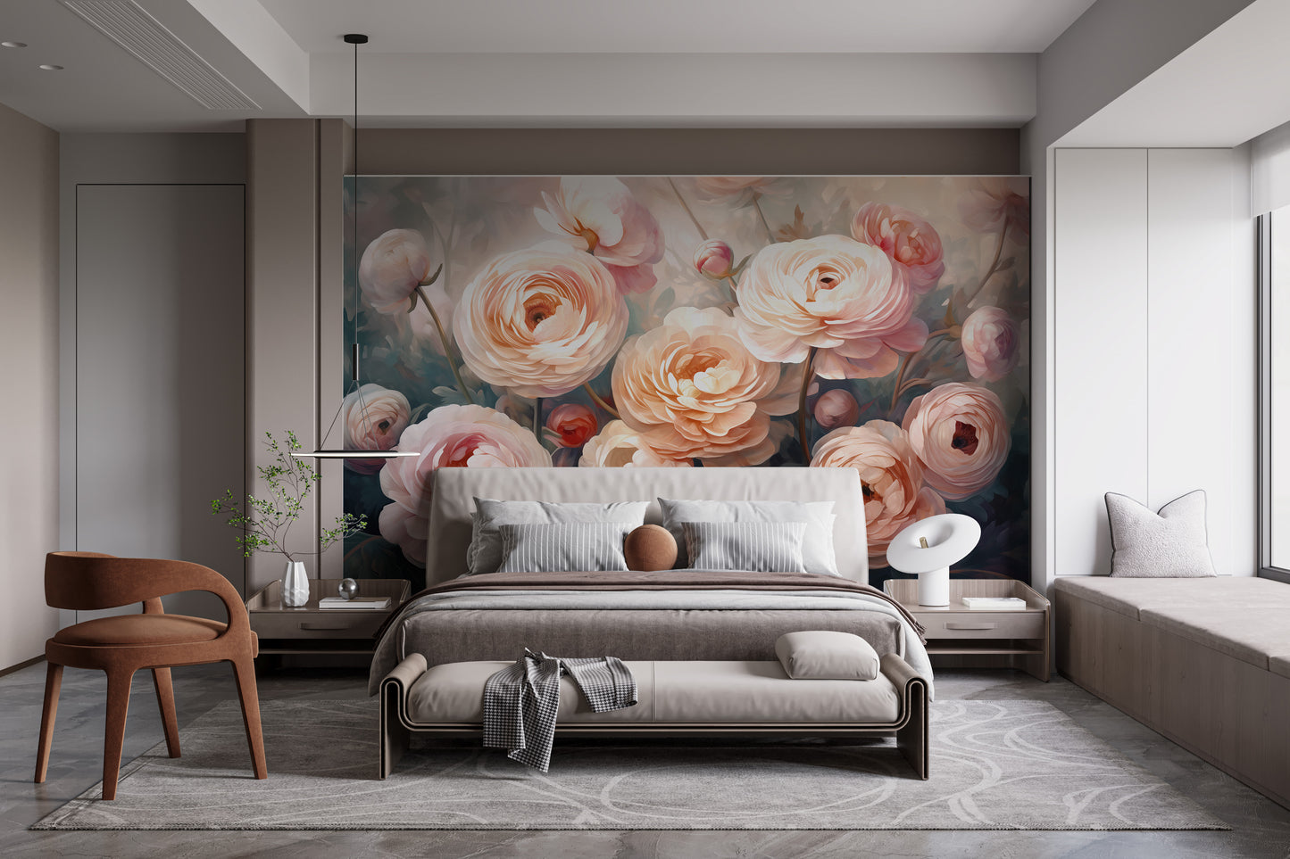 Ranunculus Pink Flower Wallpaper Mural