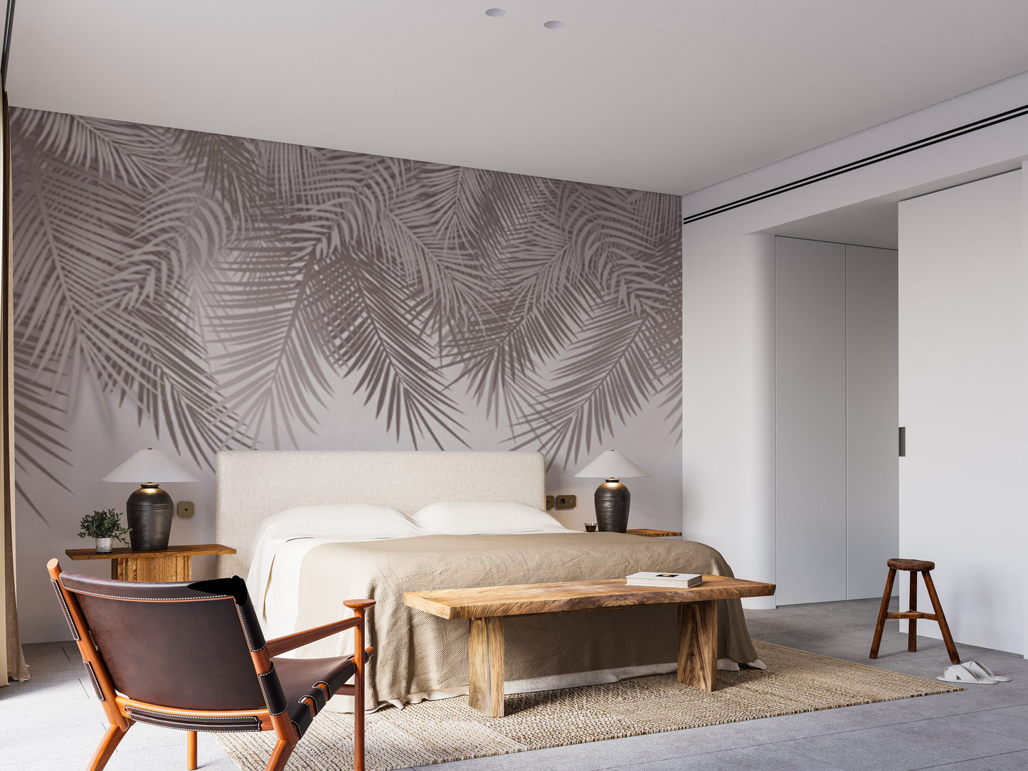 Palm frond wallpaper with a stylish and refined design
