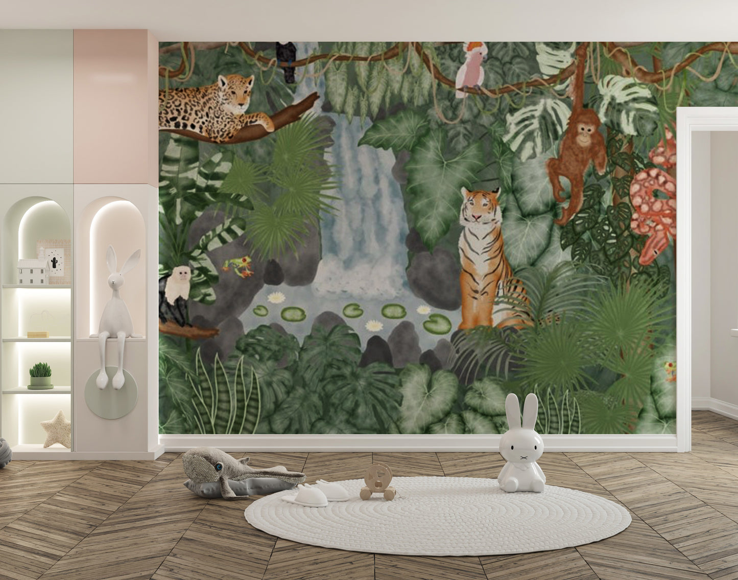 Tropical Fauna Fantasy Fresco Mural