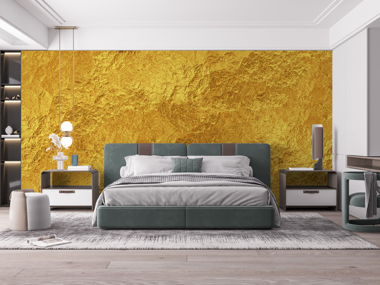 Abstract gold textured wallpaper mural