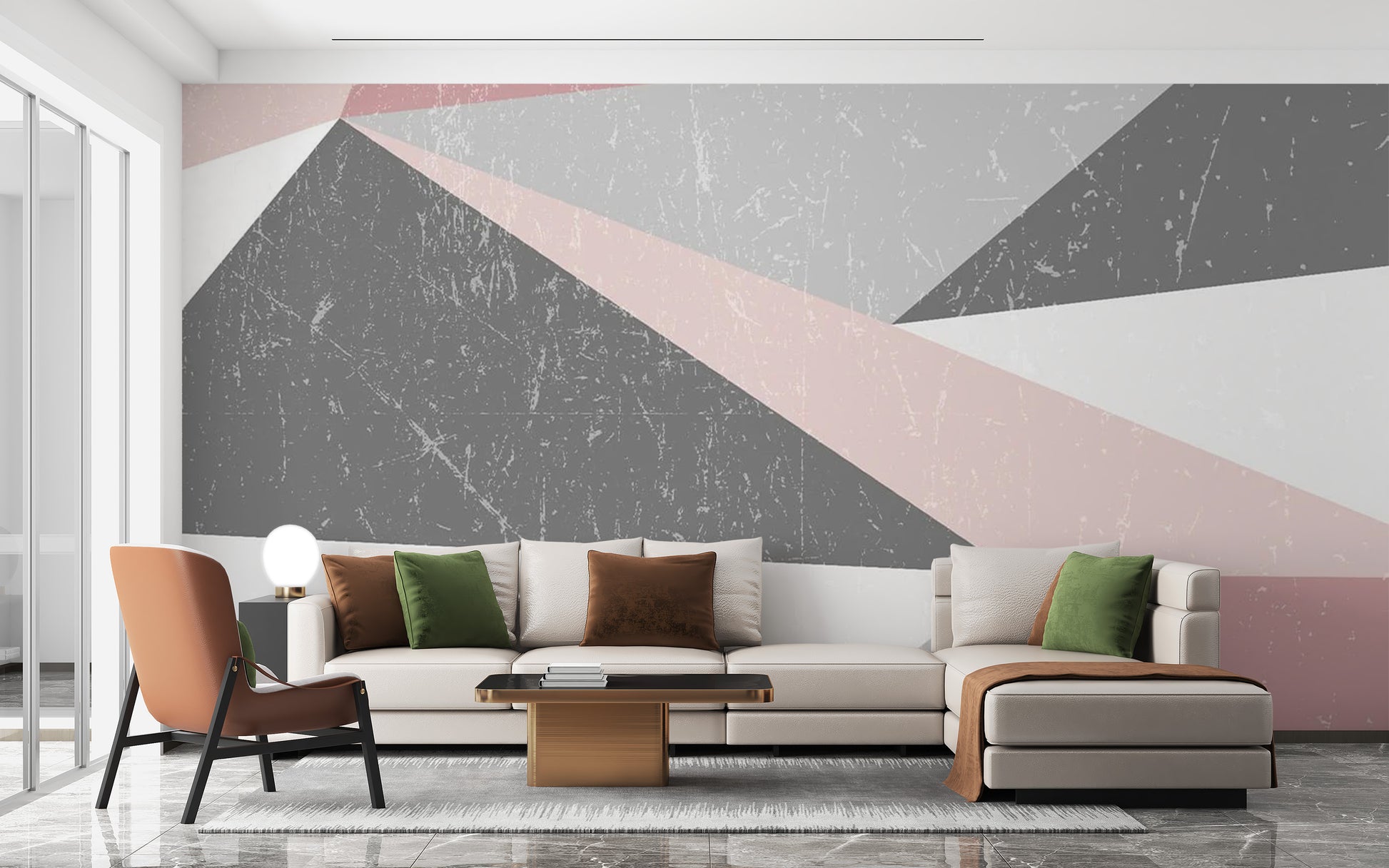 Grunge Textured Triangle Wall Mural
