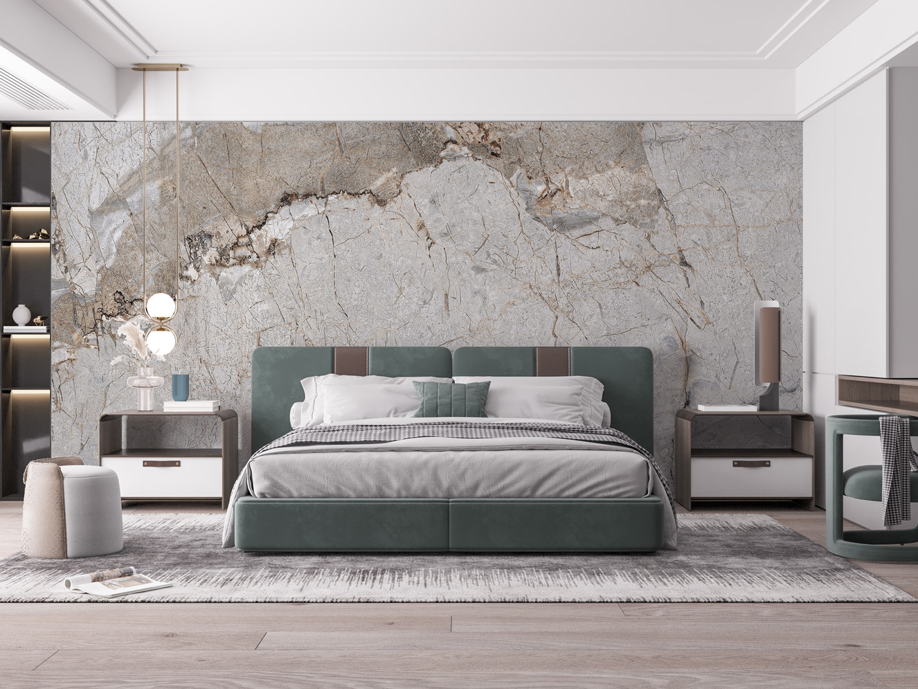 Luxurious gray marble mural texture