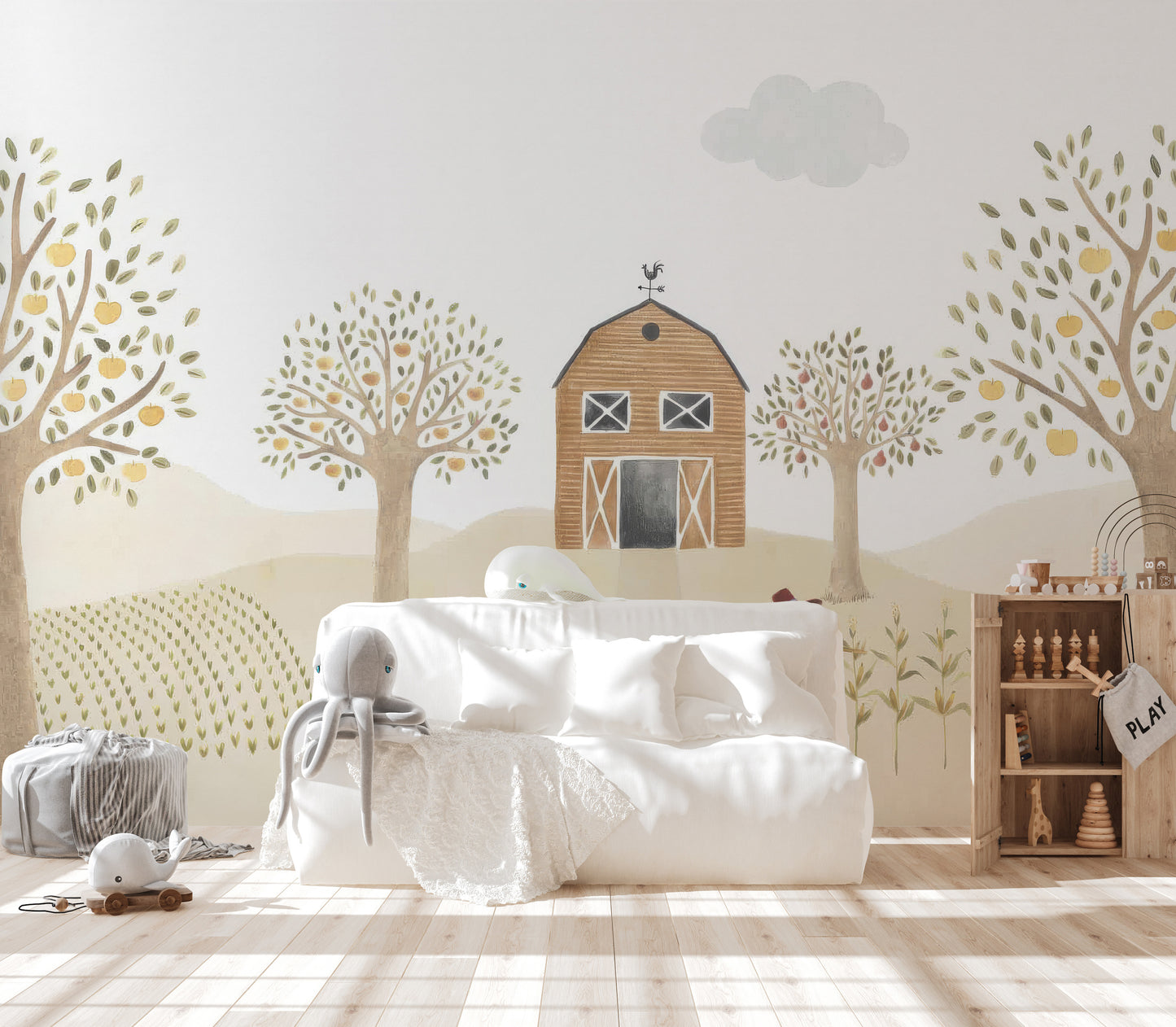 Pastoral pals barnyard wallpaper mural for kids