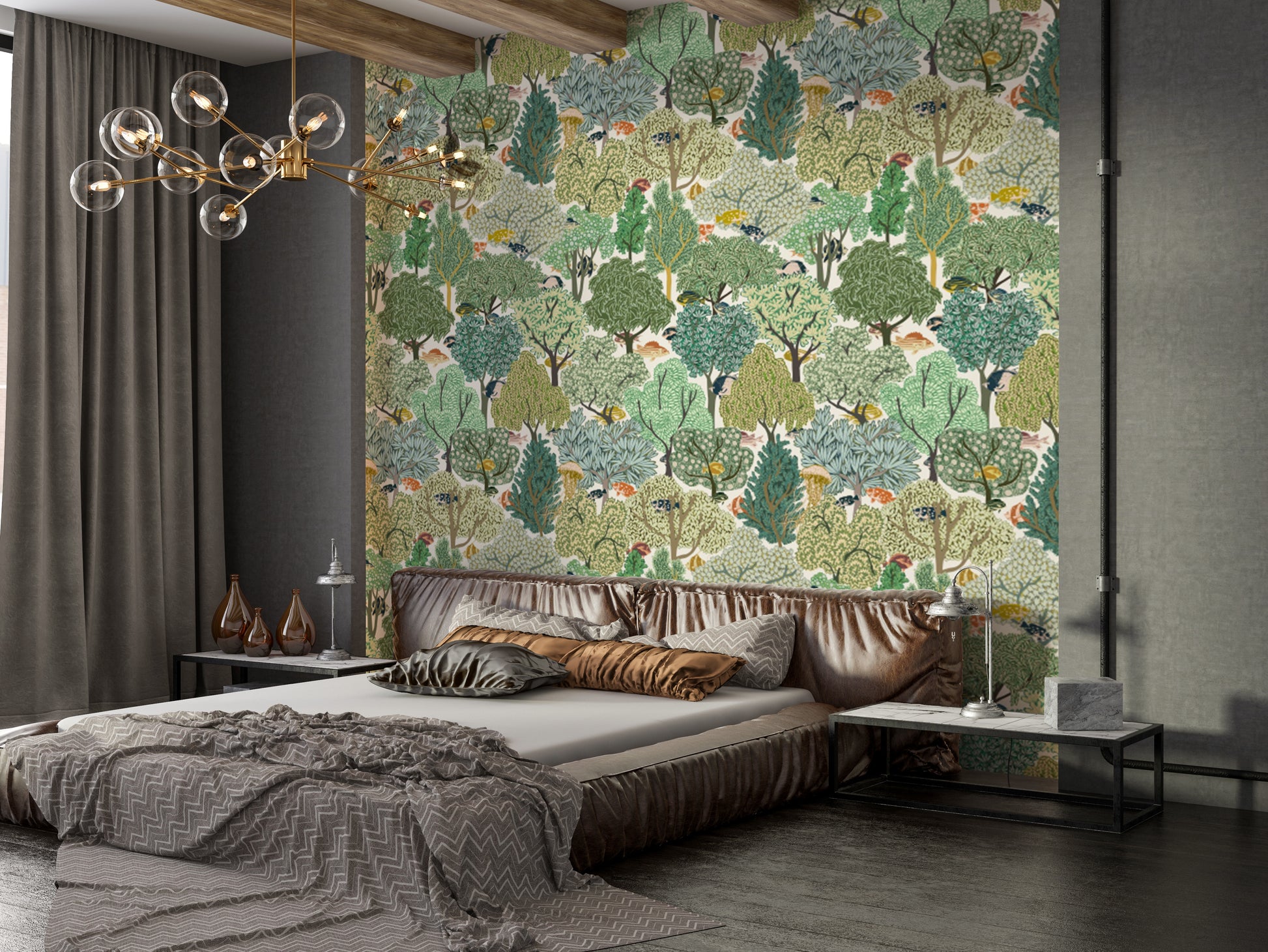 Elegant Botanic Ballet wallpaper mural for serene interiors.
