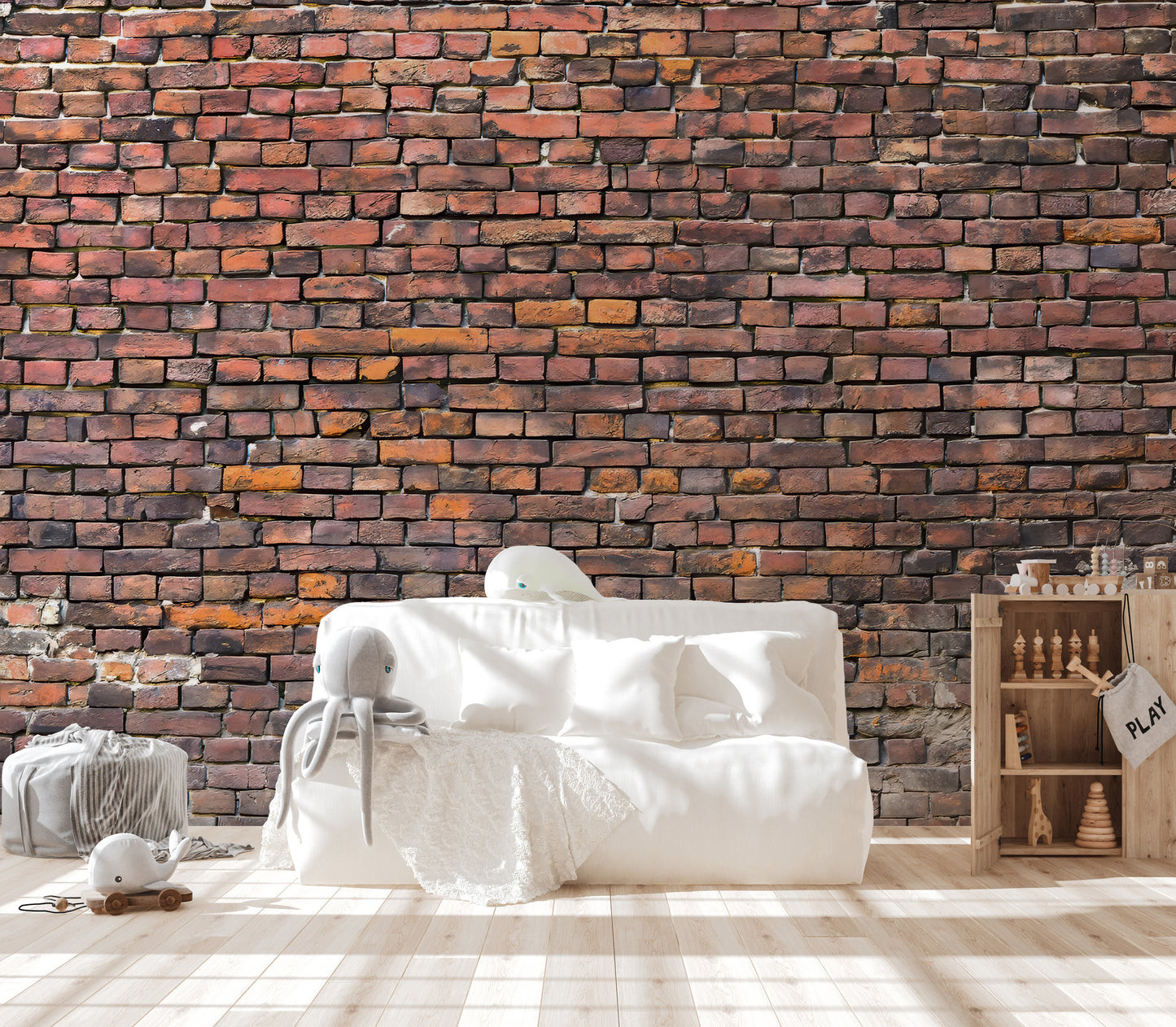 Rustic Charm Brick Mural