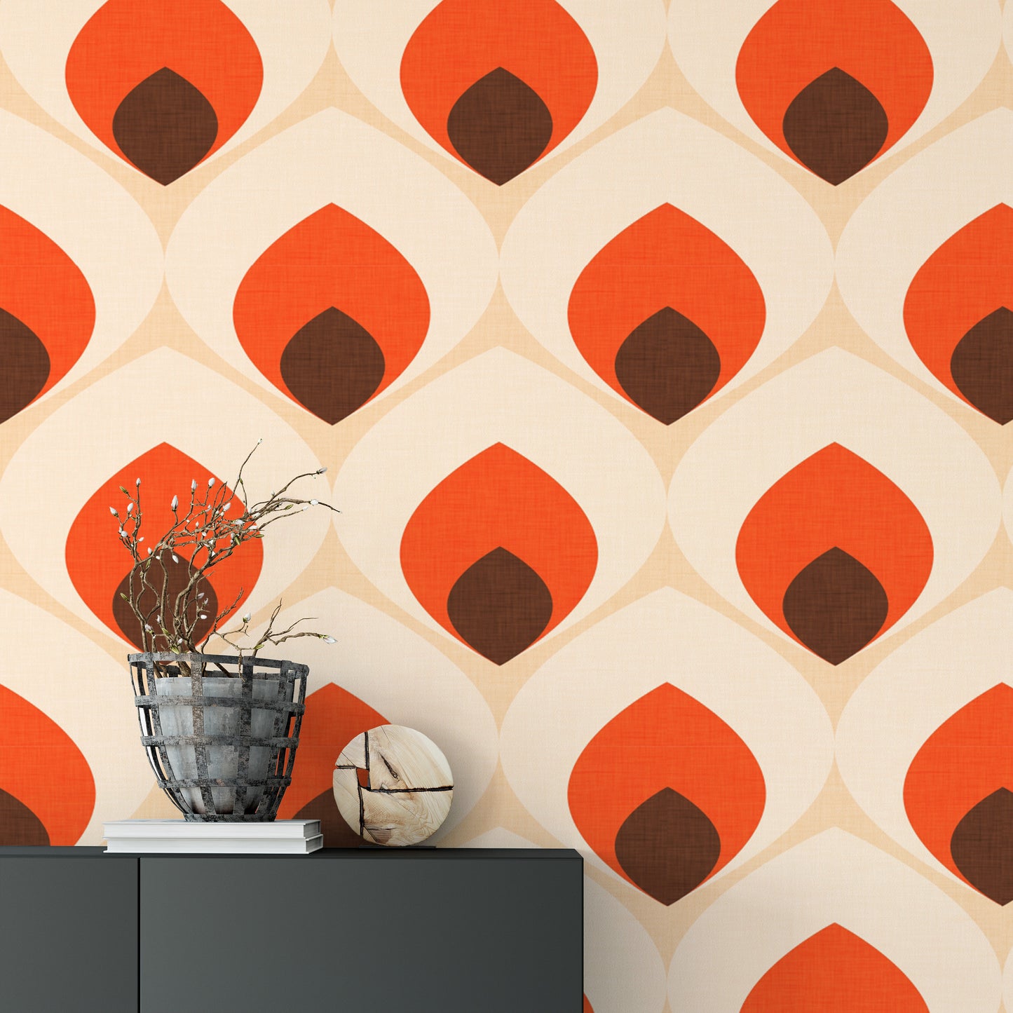 Stylish geometric wallpaper in orange hues
