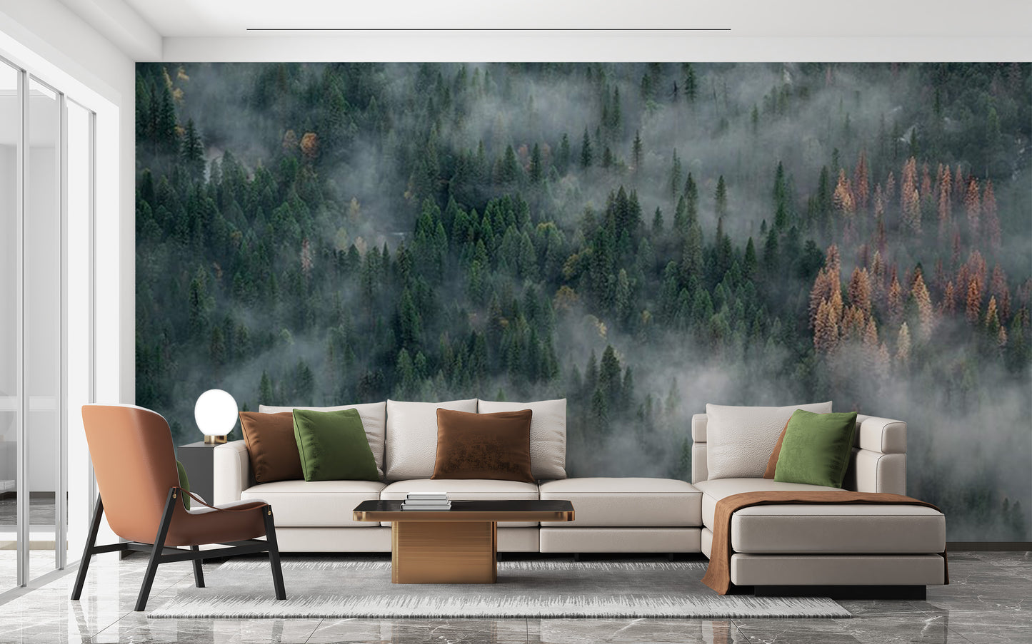 Foggy Pine Forest Wallpaper Mural