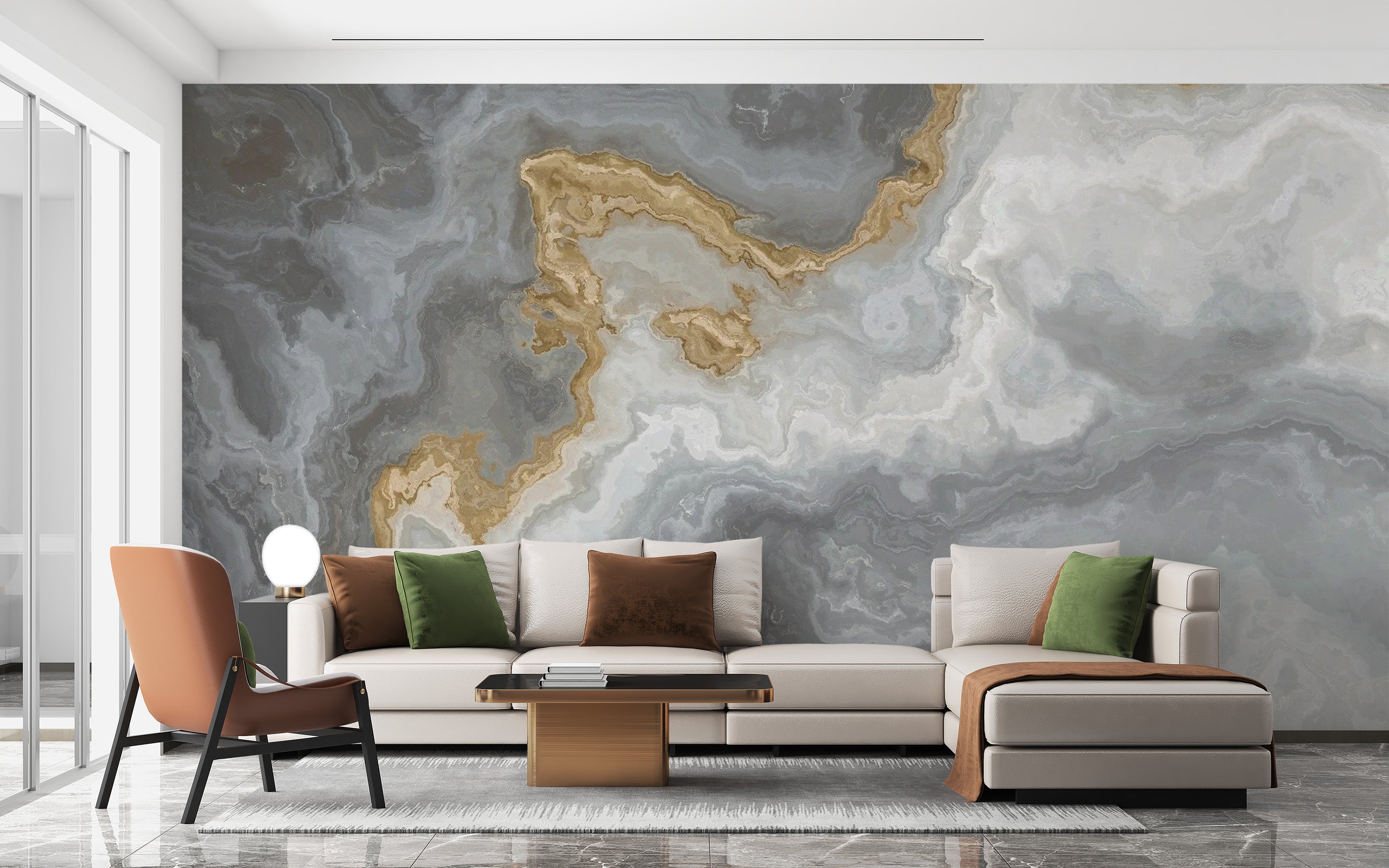 Modern Gray Marble Wallpaper Mural decor
