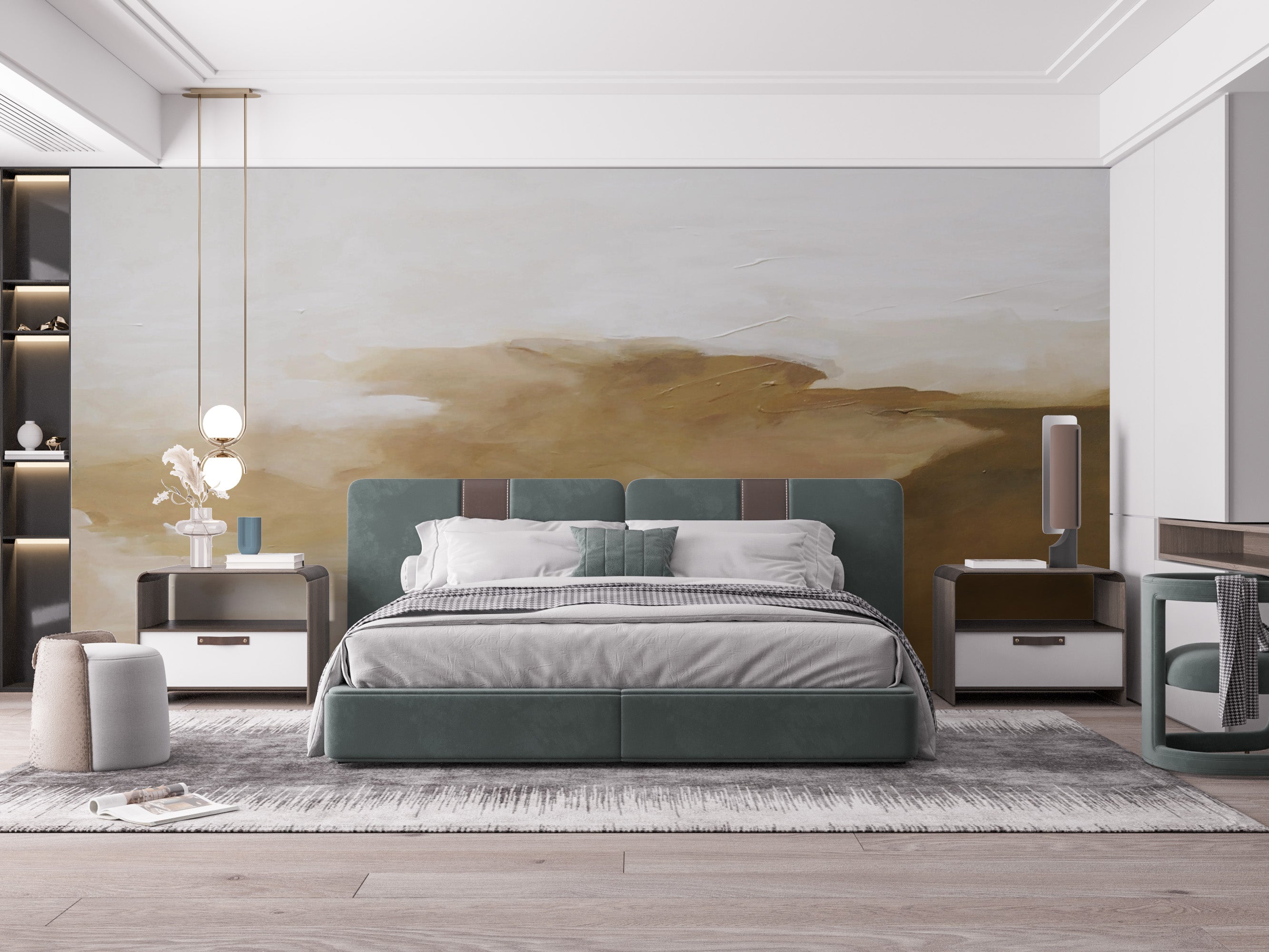 Textured gold abstract mural for contemporary spaces