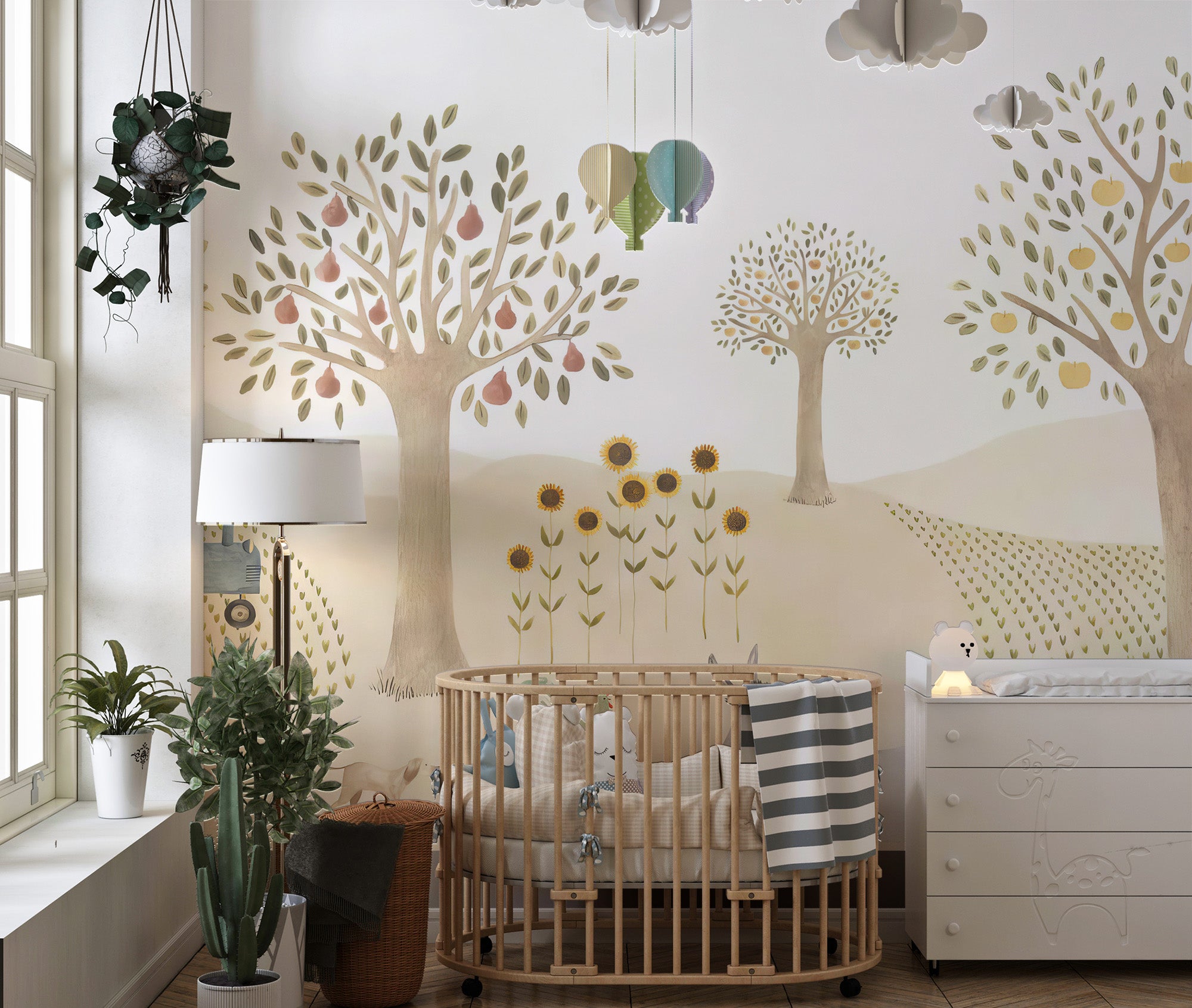 Countryside whimsy mural design for nurseries