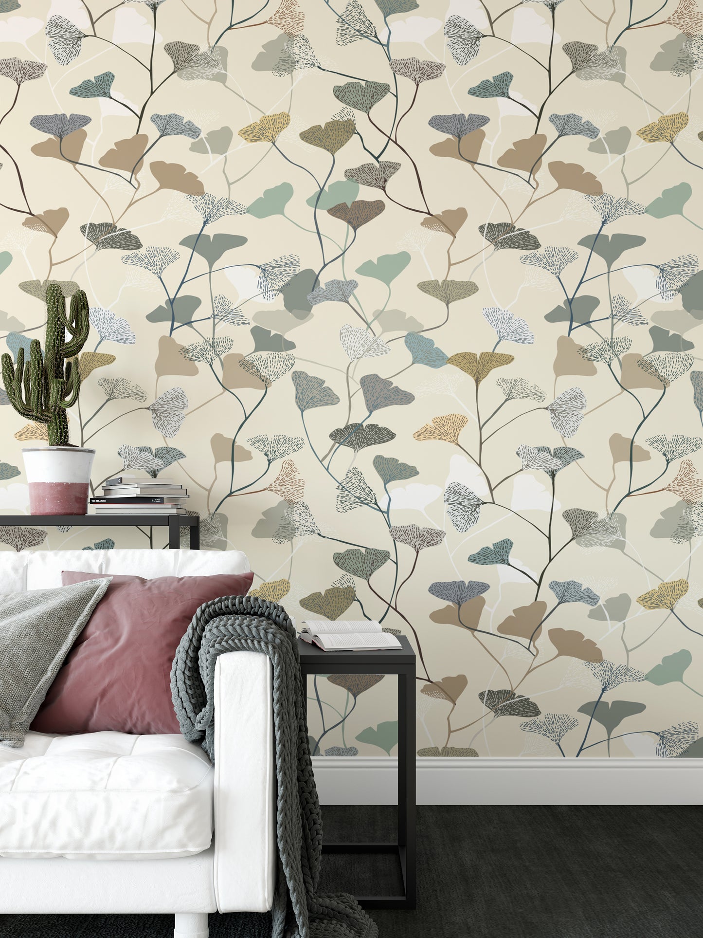 Modern Ginkgo Leaves Wallpaper Mural
