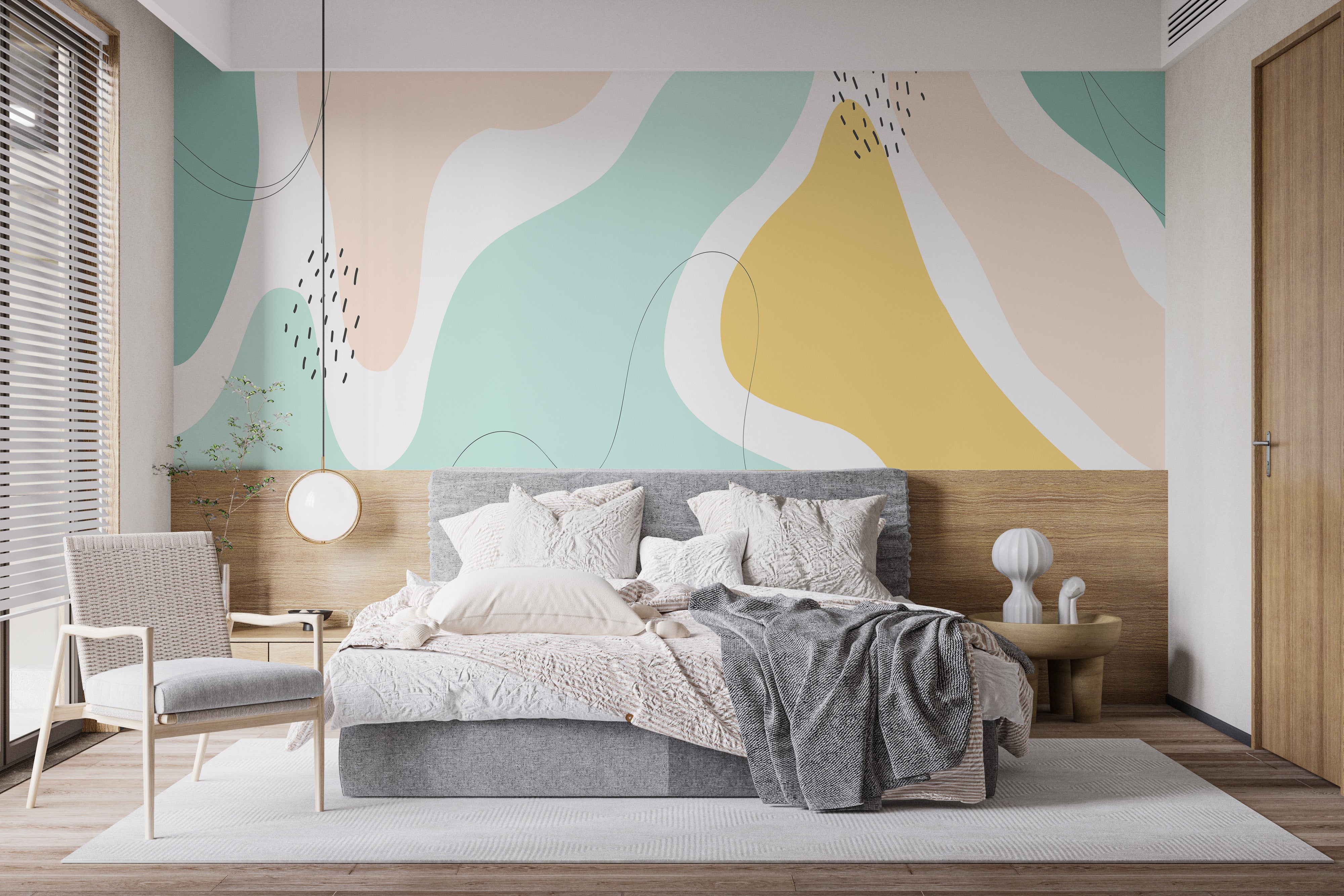 Elegant abstract wallpaper in pastel hues.