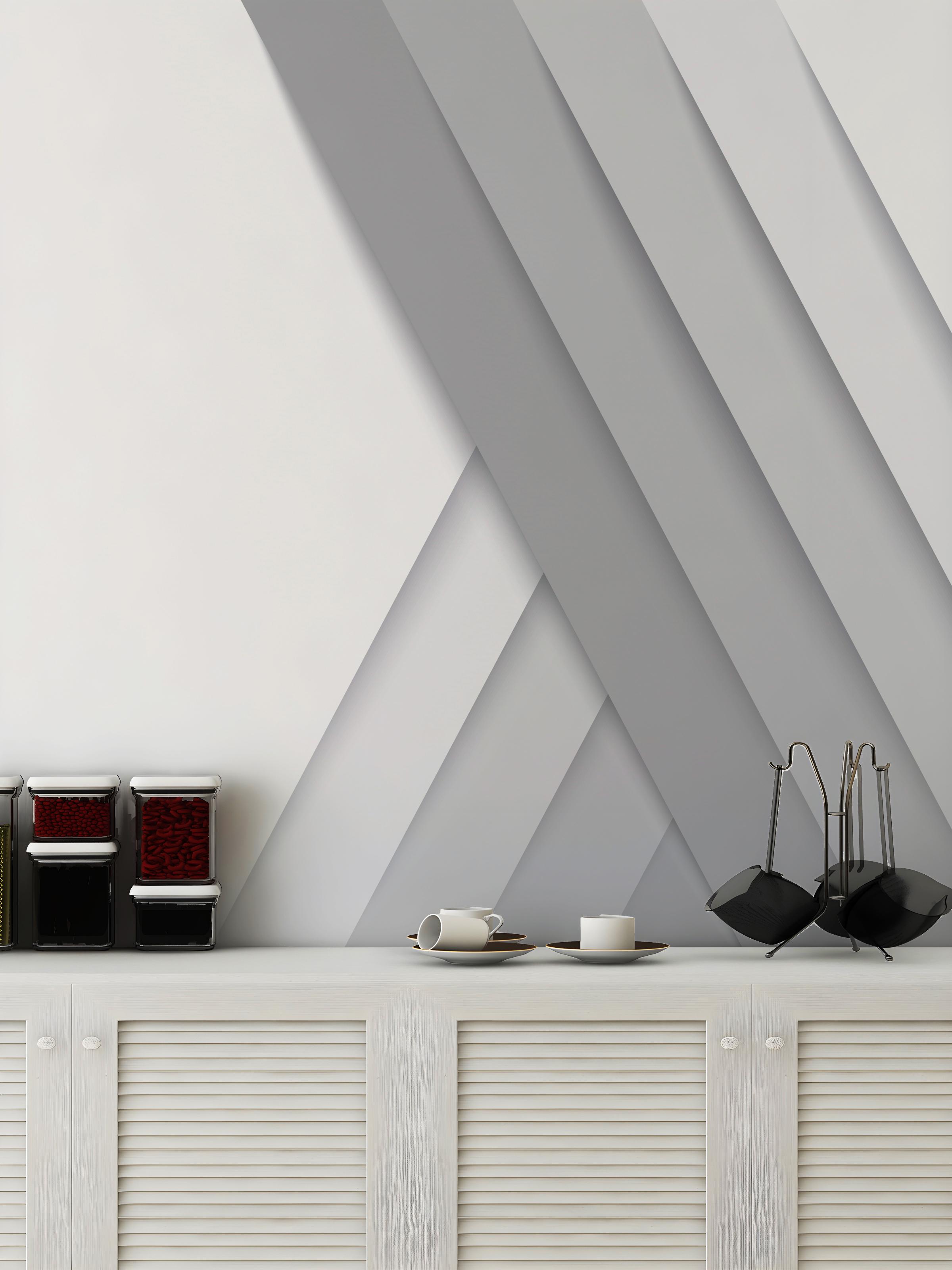 Sophisticated white stripes mural for modern wall design.
