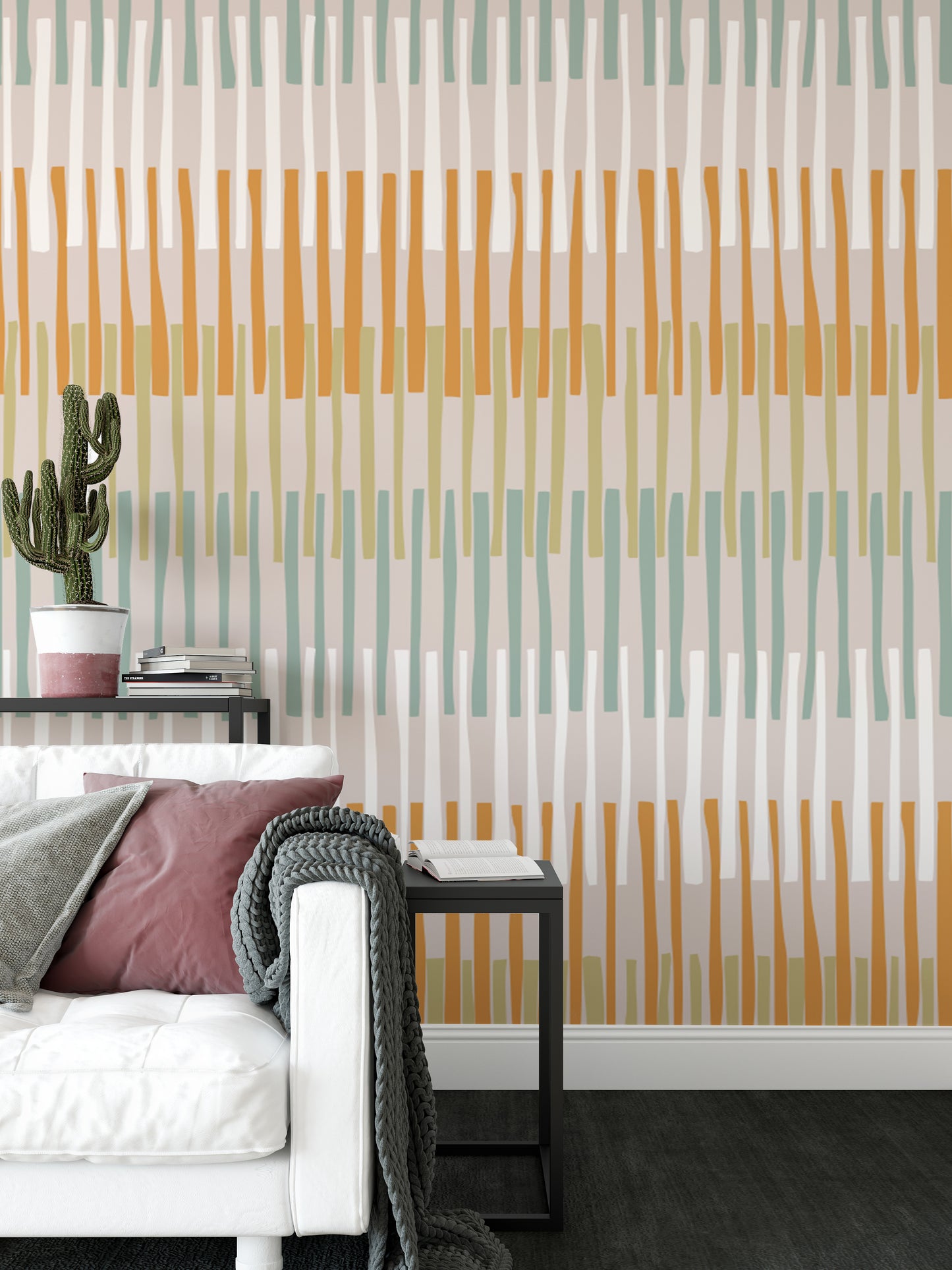 Sophisticated Striped Geometric Wallpaper Design
