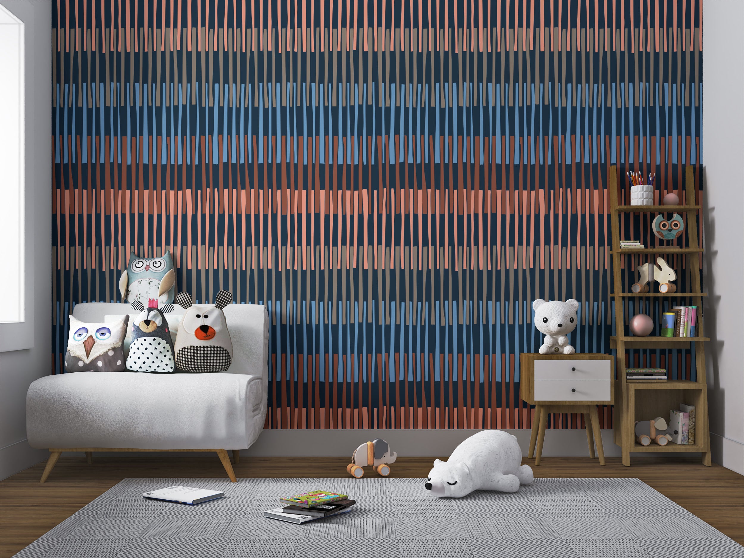 Dynamic Midnight Melody Stripe Pattern Wall Mural
