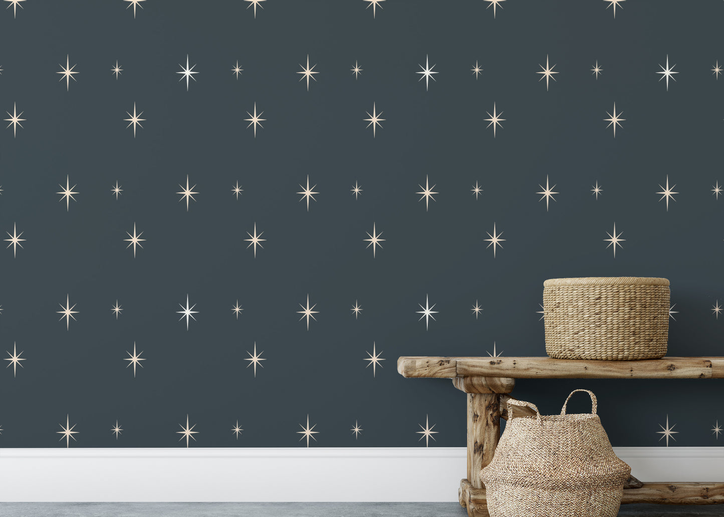 Stylish Starburst Dark Blue Wallpaper for walls
