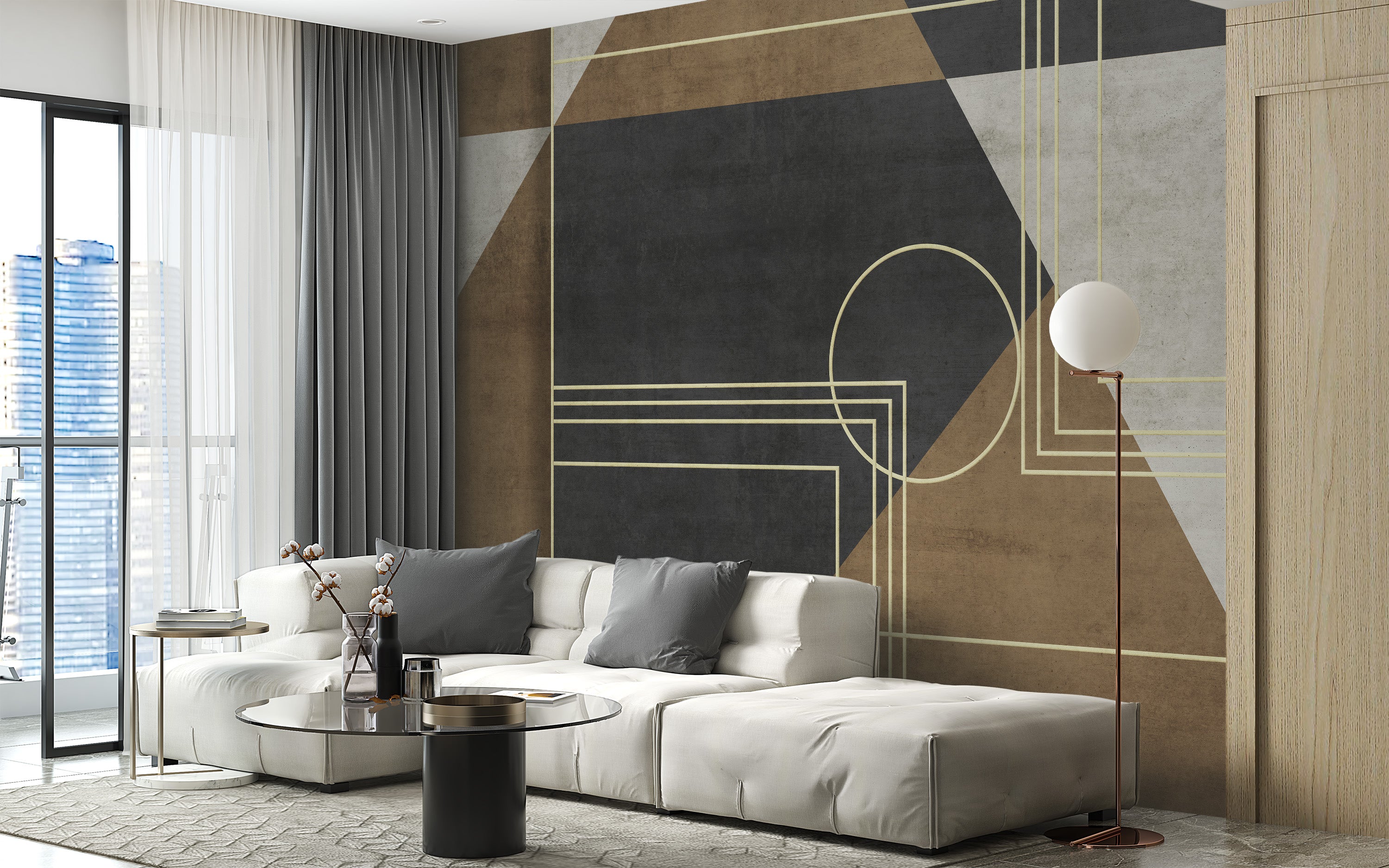 Contemporary geometric wallpaper elegance