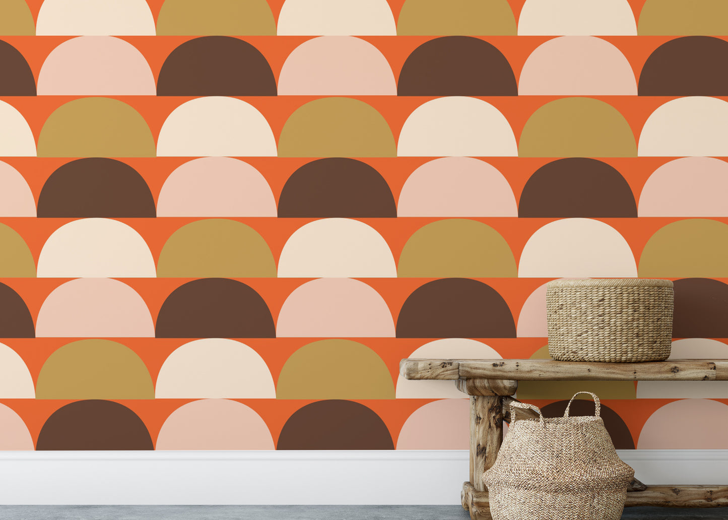 Mindfulness Semi Circle Pattern Wallpaper with soft curves
