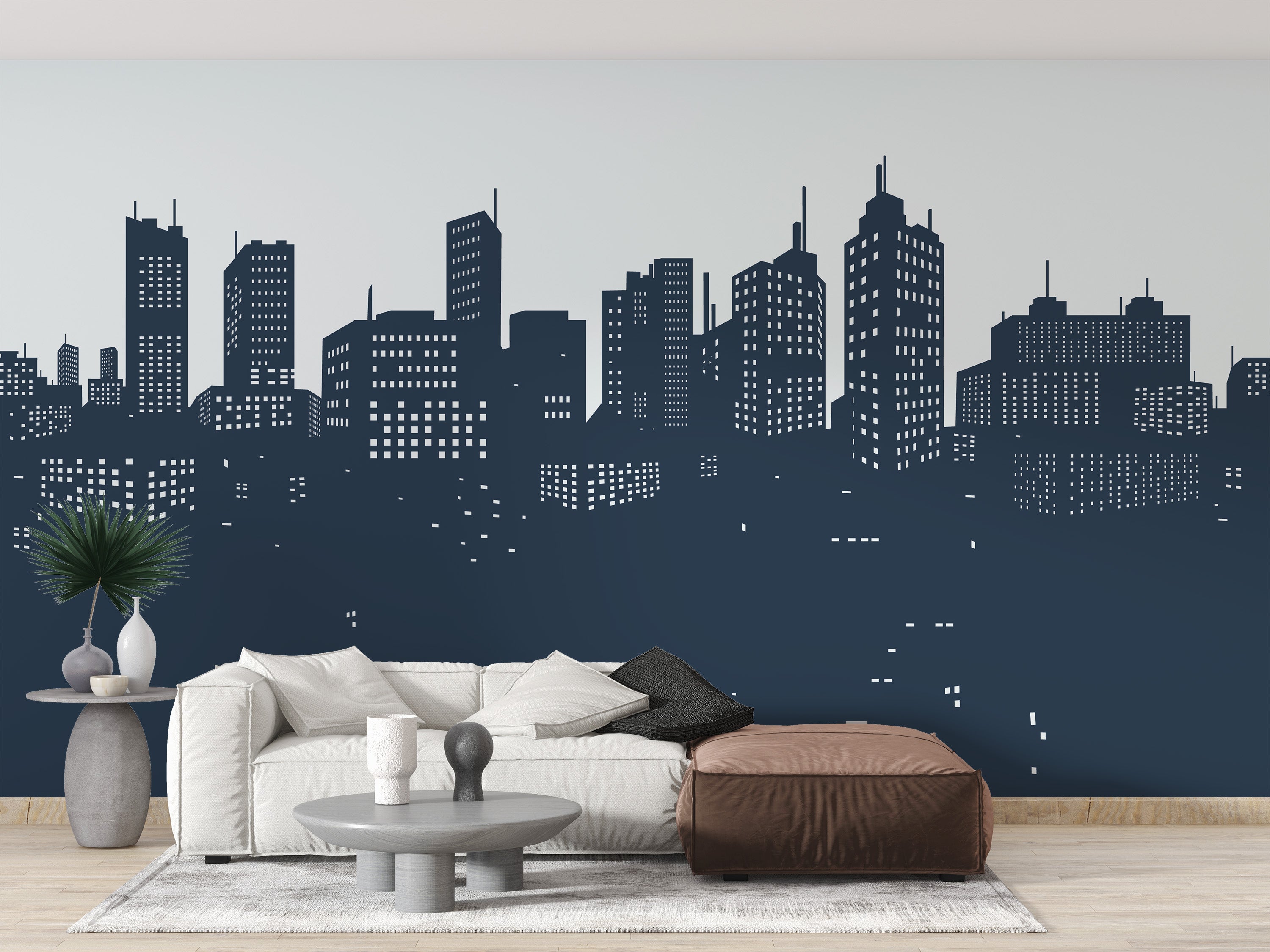 Artistic cityscape wallpaper for statement wall decor