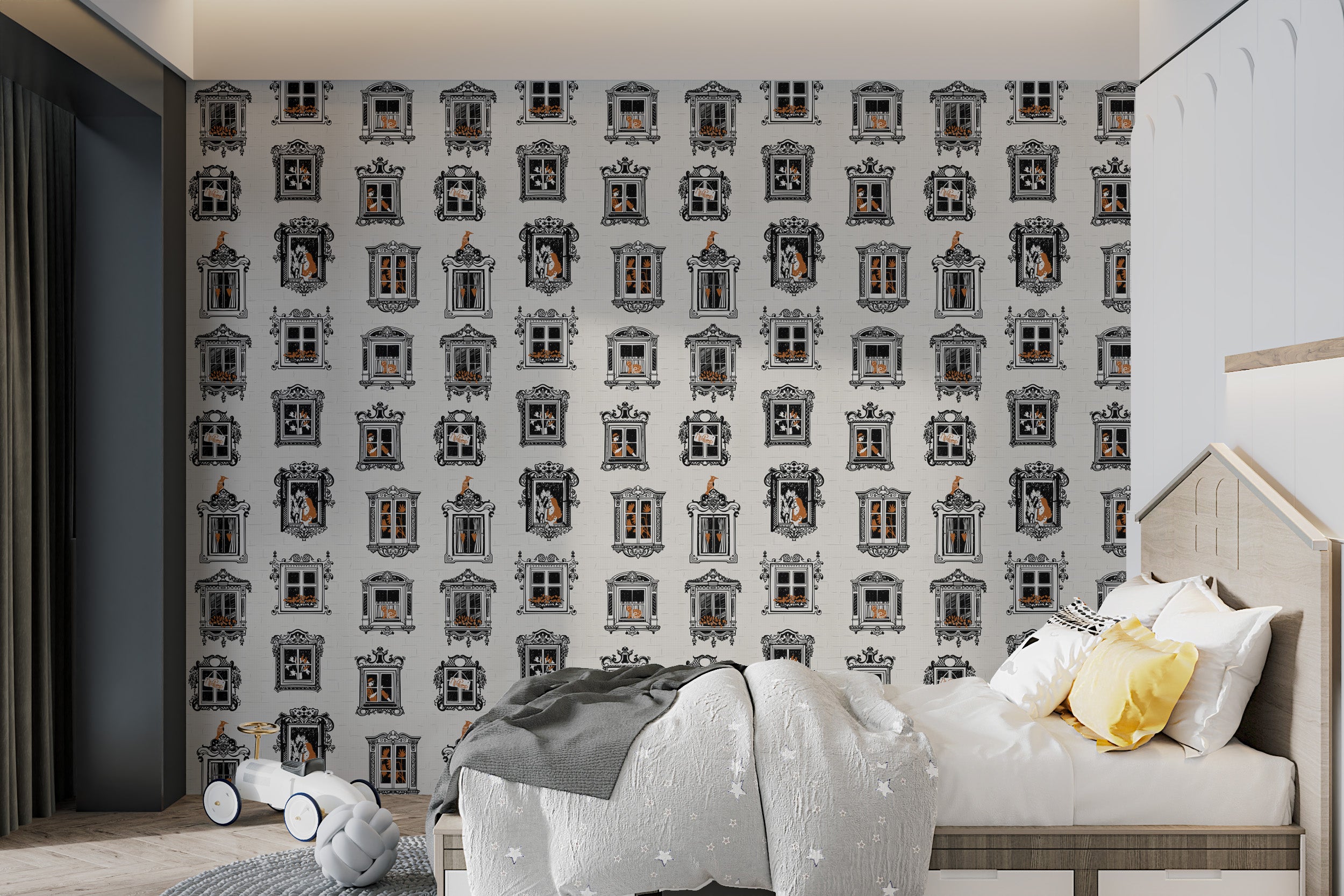 Playful Vintage Cat Pattern Wallpaper
