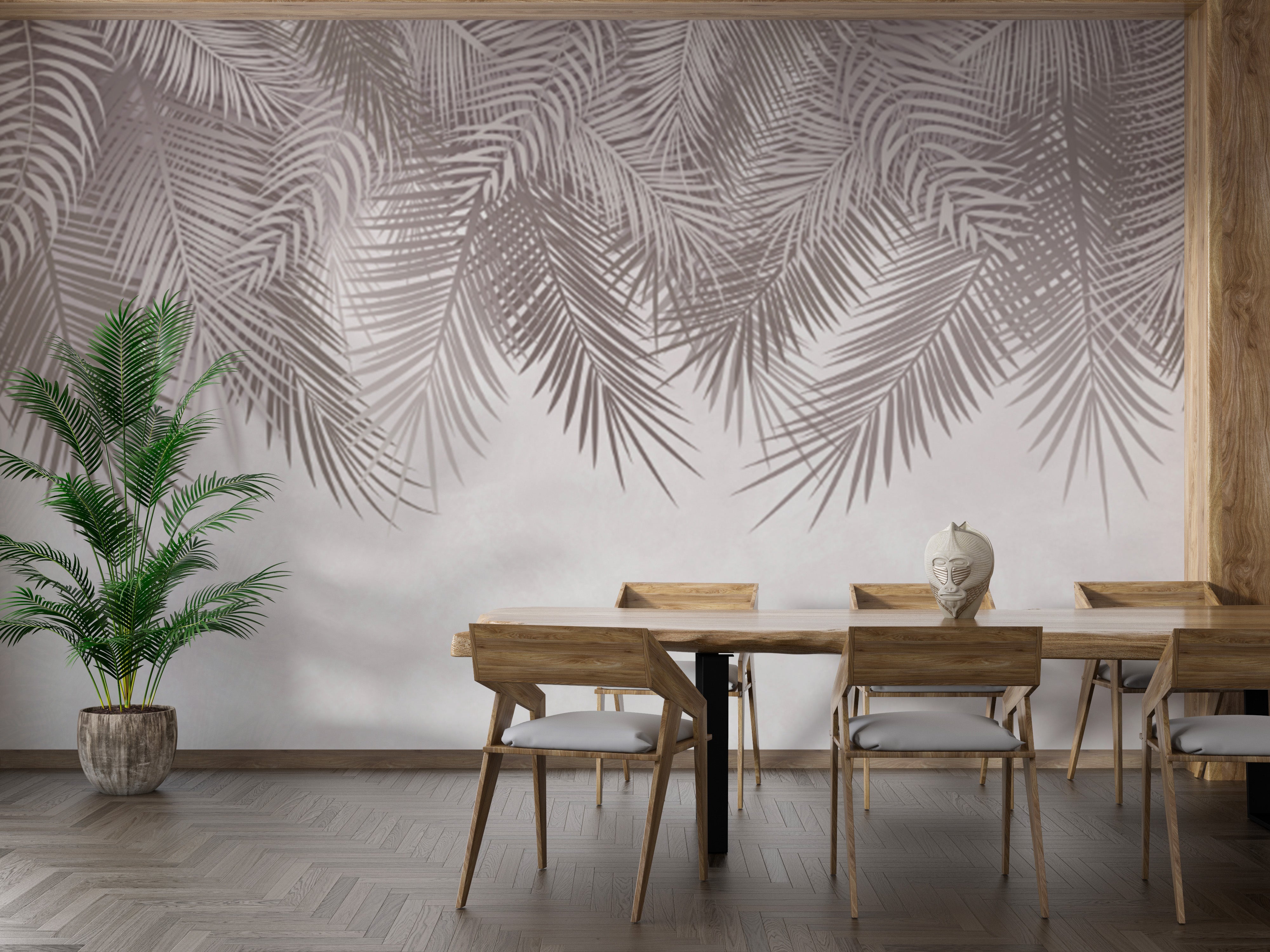 Elegant green palm frond motifs for modern wall decor
