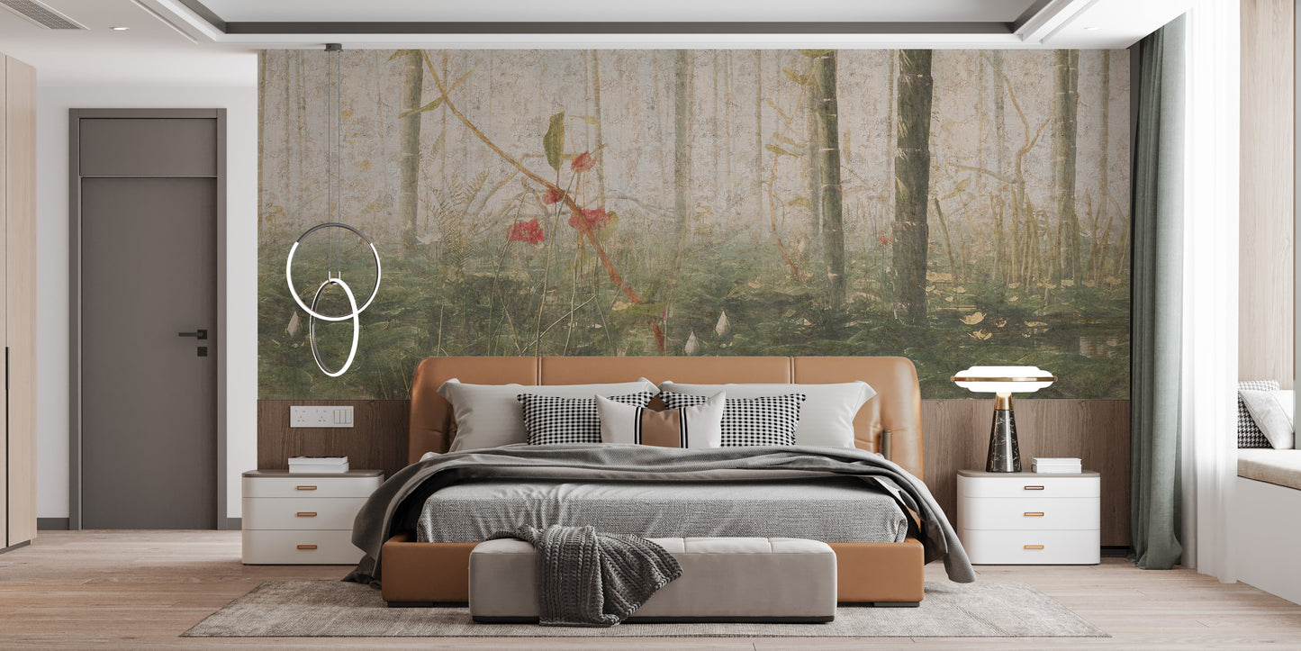 Foggy Tropical Deciduous Forest Wallpaper Murals