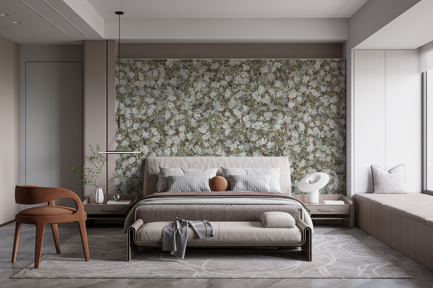 White Magnolia Floral Wallpaper Murals