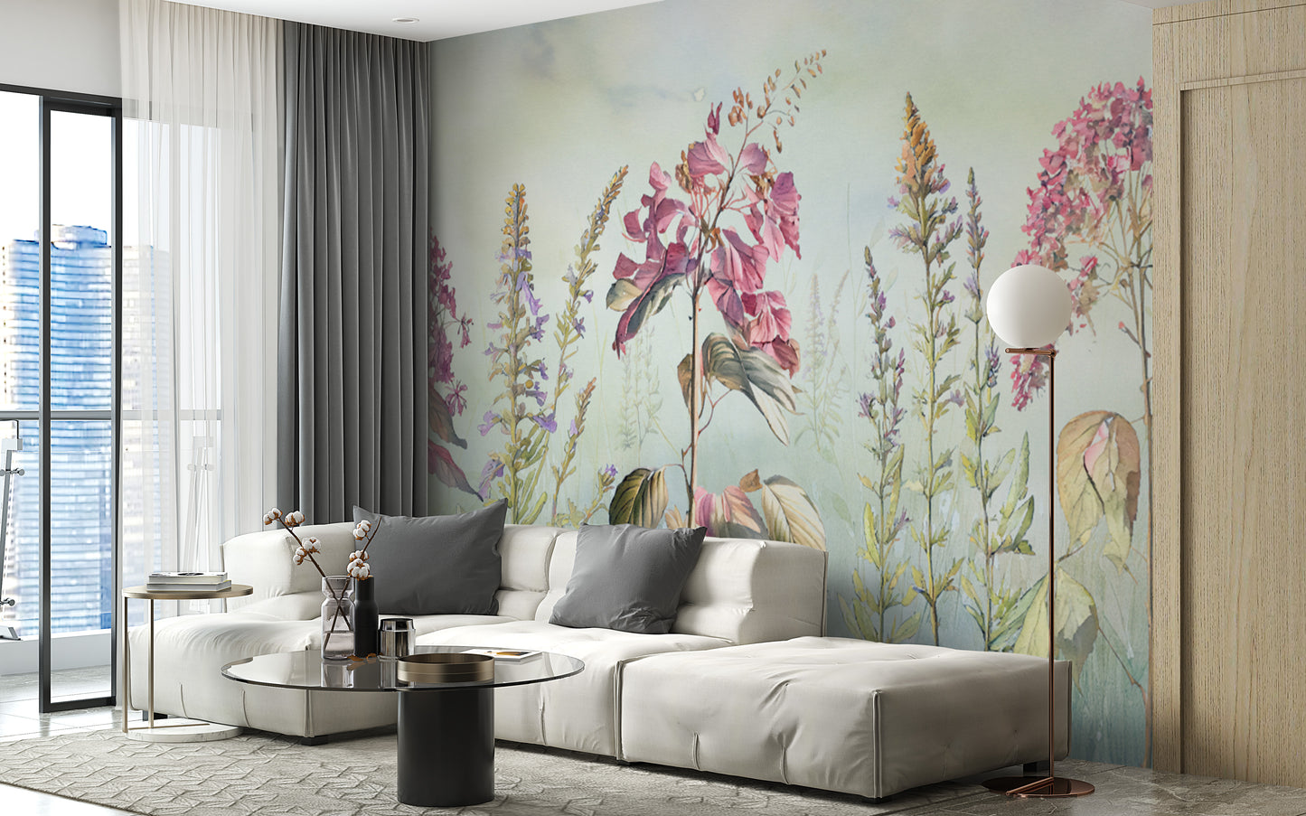 Wild Flowers Meadows Blue Wallpaper Murals