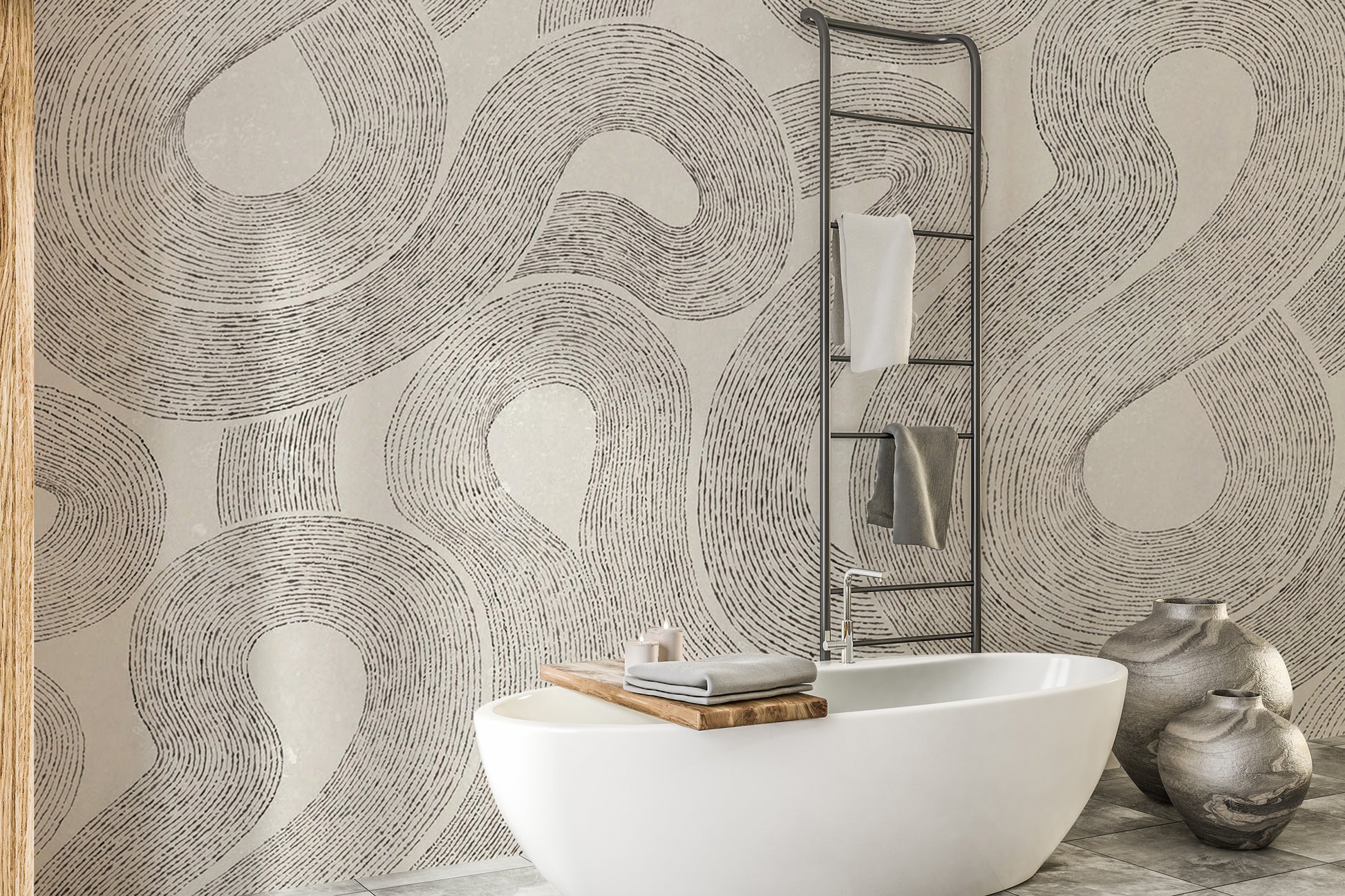 Add charm with Grey Zen Wallpaper mural style